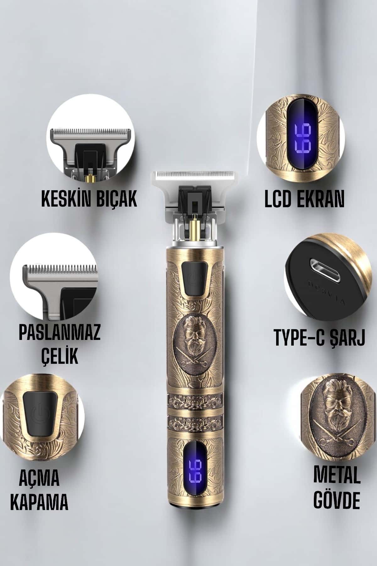 Çizik Tıraş Makinesi Şarjlı Paslanmaz Çelik Bıçaklı Uzun Ömürlü - Lisinya