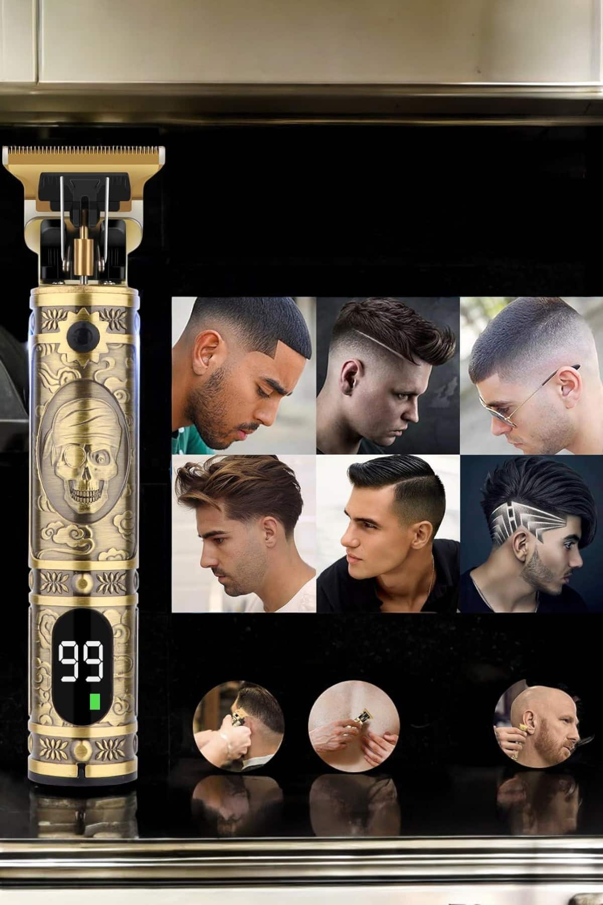 Tıraş Makinesi Şarjlı Profesyonel Saç Kesme Makinesi Gold Çizik Tıraş - Lisinya