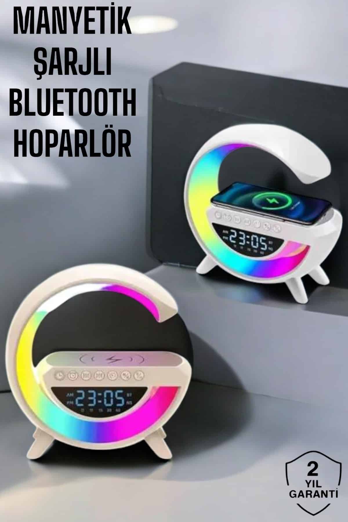 Bluetooth Hoparlör 15W Kablosuz Hızlı Şarj LED Gece Lambası - Lisinya