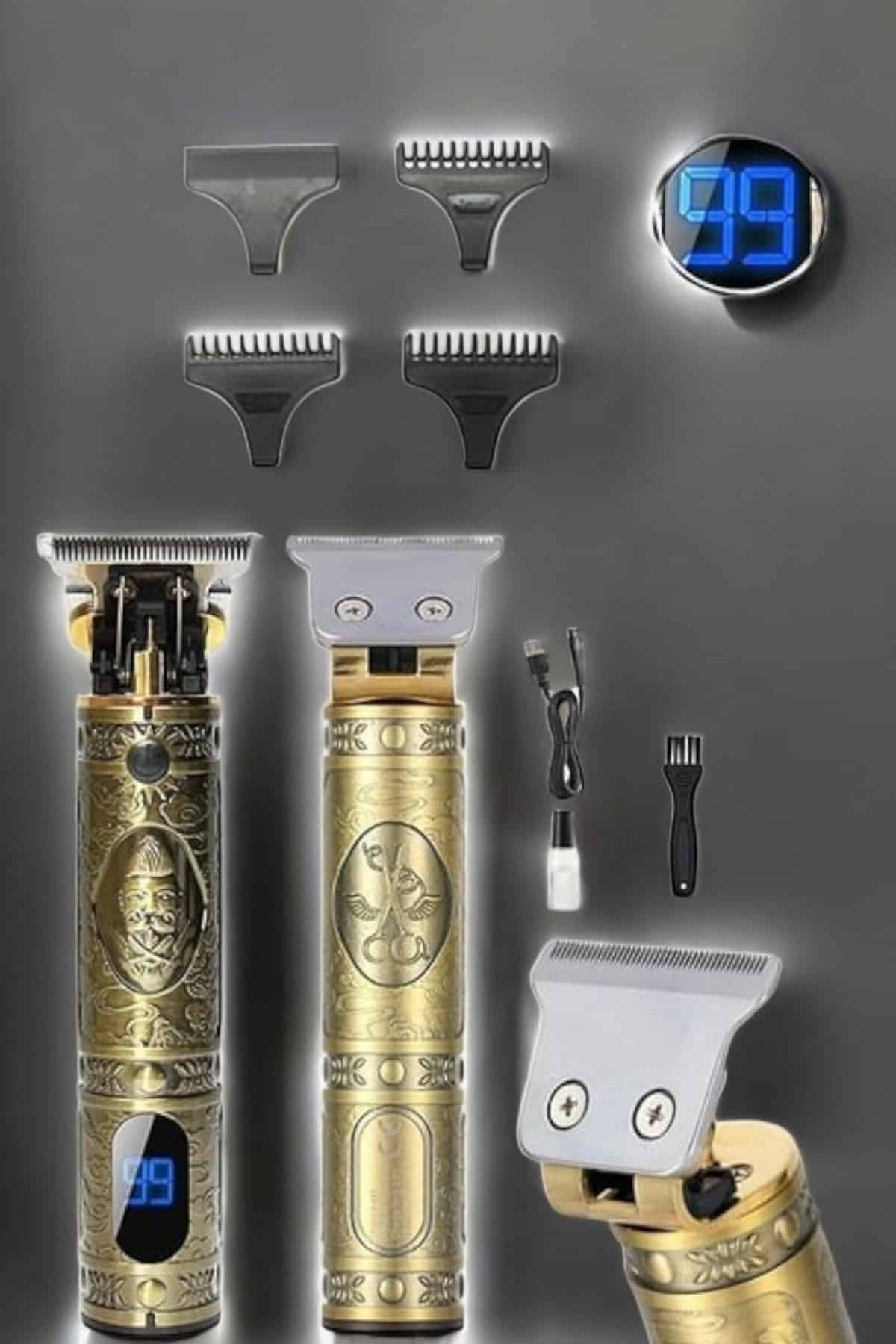 Tıraş Makinesi Şarjlı Profesyonel Saç Kesme Makinesi Gold Çizik Tıraş - Lisinya