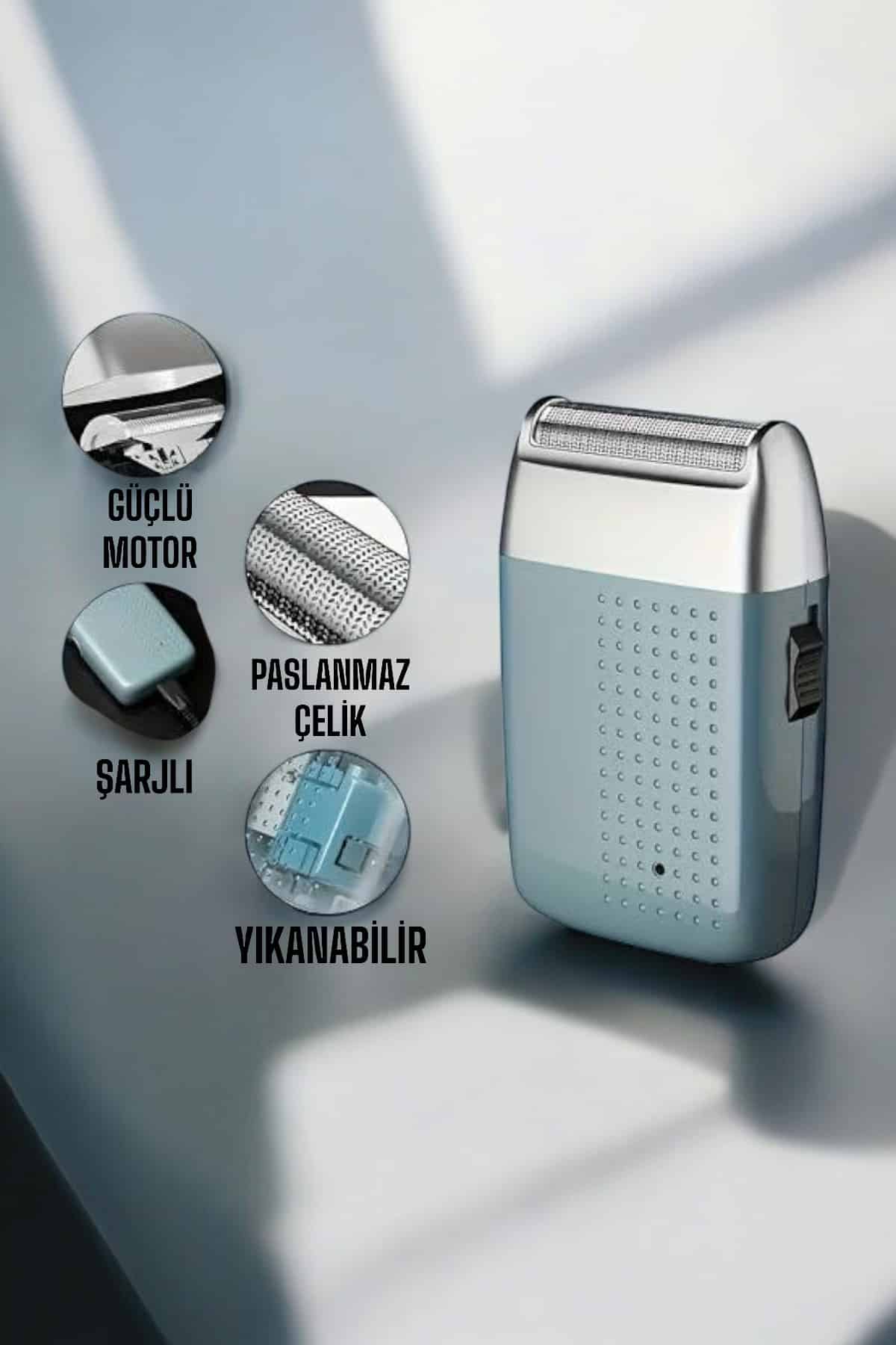 tıraş makinesi Sinek Kaydı Paslanmaz Çelik Taşınabilir Şarjlı - Lisinya