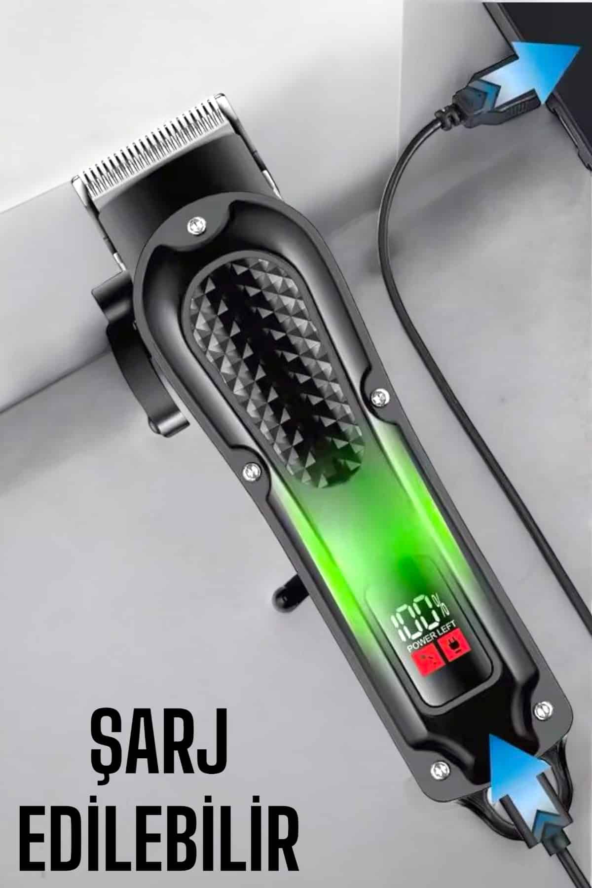 Suya Dayanıklı Tıraş Makinesi Keskin Bıçaklı Dijital Göstergeli Şarjlı - Lisinya