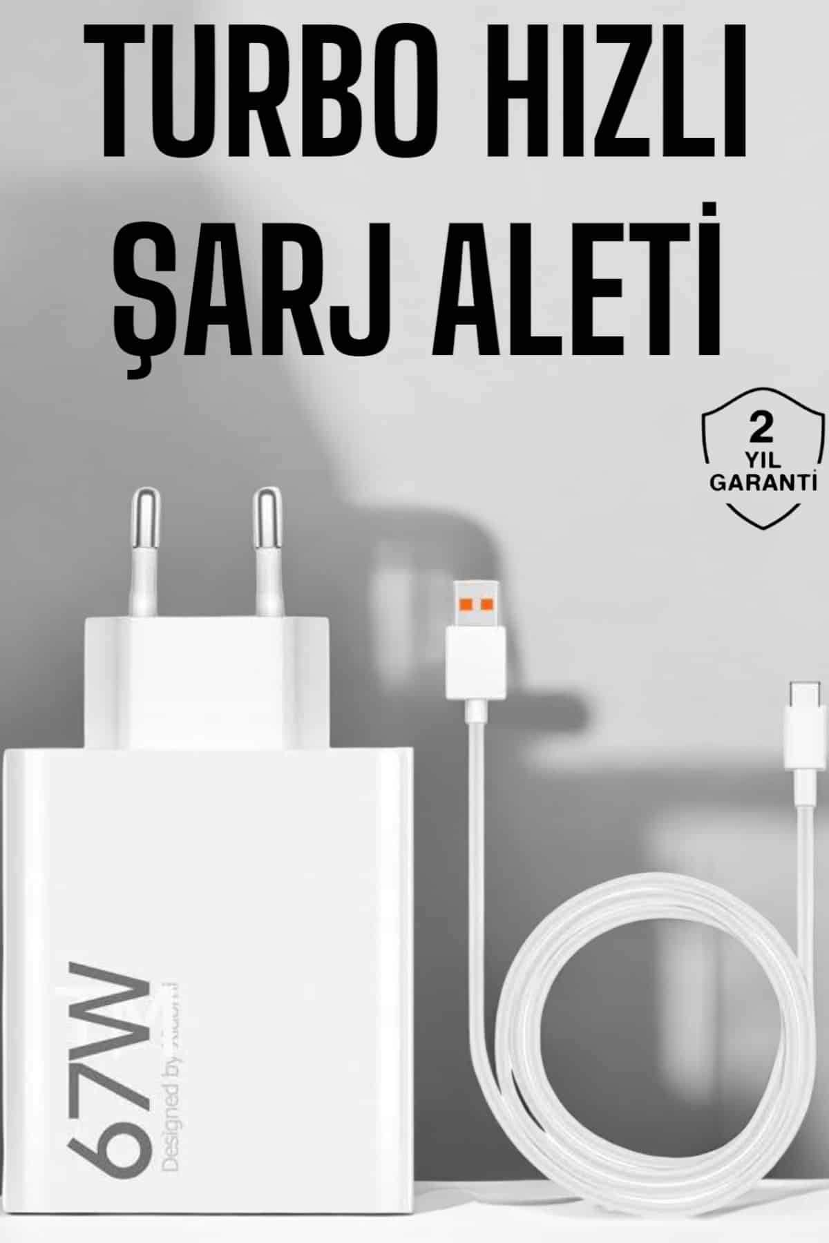 Şarj Aleti 67W Hızlı Şarj Turbo Type-C Uyumlu Şarj Adaptörü Kablosu - Lisinya