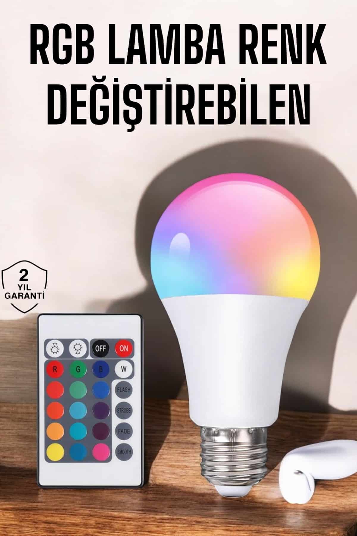 Led Ampul Enerji Dostu RGB Işıklı 100W Led Işık - Lisinya