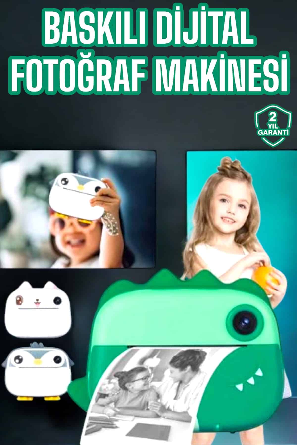 Çocuklar İçin Özel Fotoğraf Makinesi Printer Kamera Taşınabilir HD - Lisinya