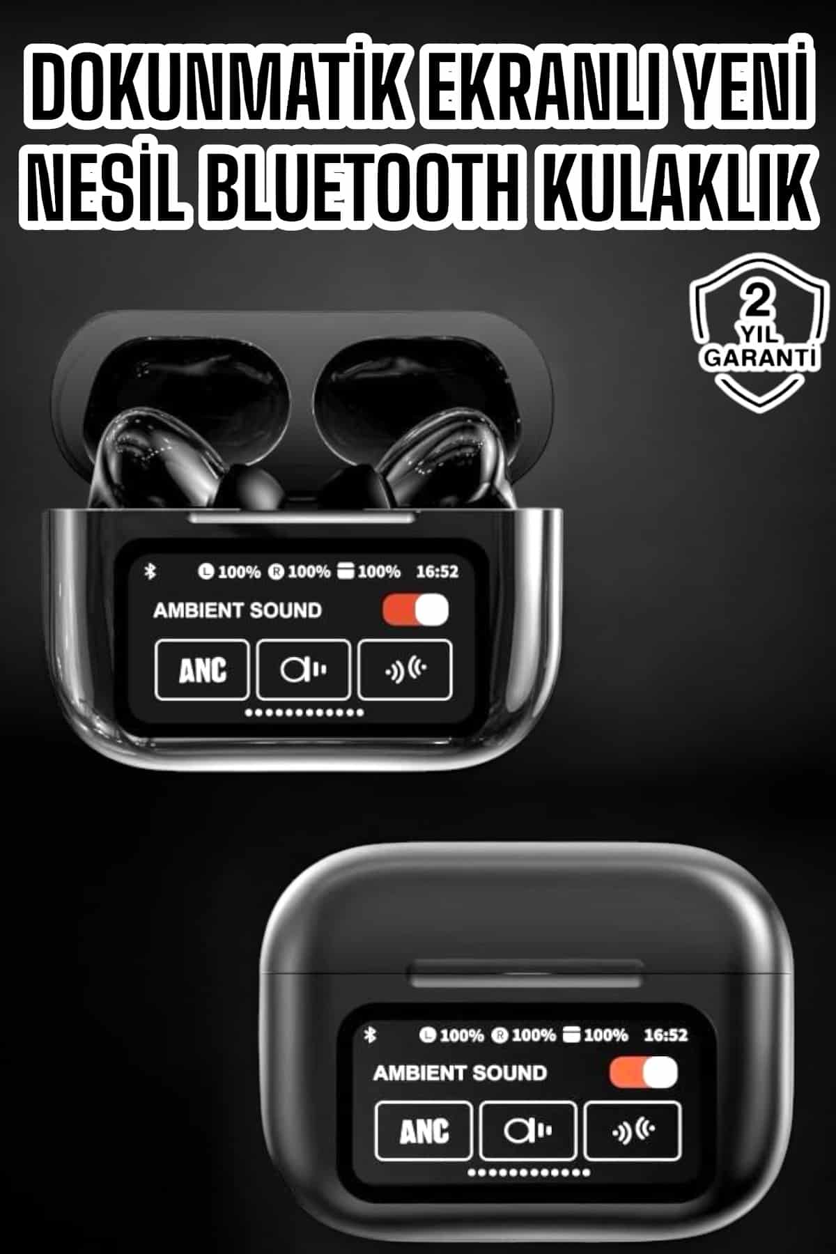 Bluetooth Kulaklık Kablosuz Ekranlı ANC/ENC Destekli Dokunmatik - Lisinya