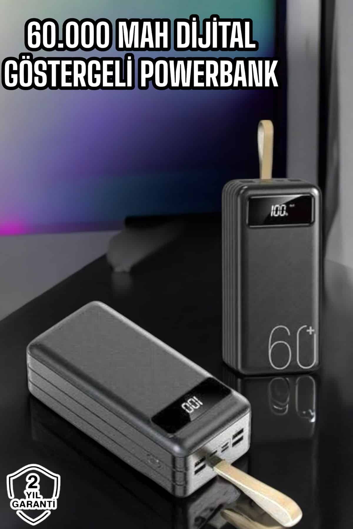 Powerbank 60.000 Mah Hızlı Şarj 4 Çıkışlı Uzun Şarj Süreli Dijital Göstergeli - Lisinya