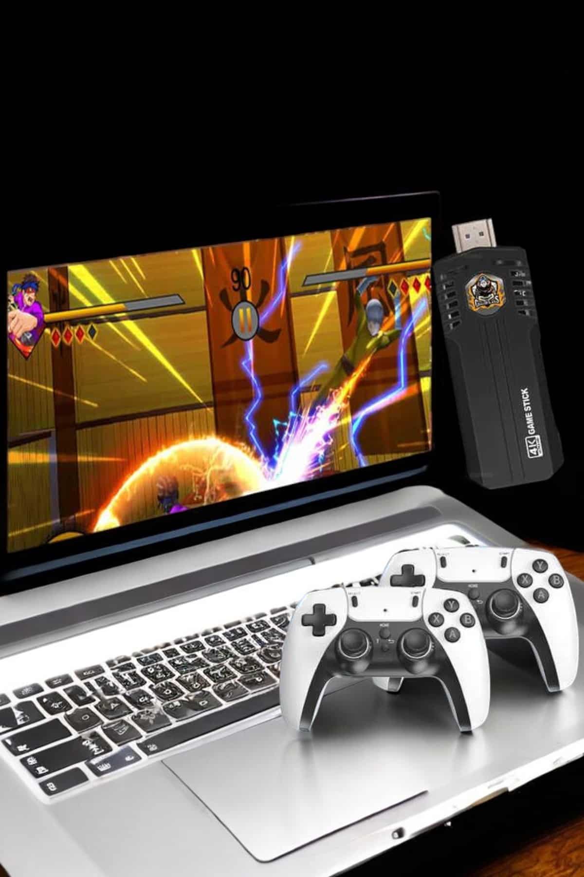 8K Android TV Gme Stick Video Oyun Konsolu Aile Retro 35000 Oyunlu Çift Kollu - Lisinya