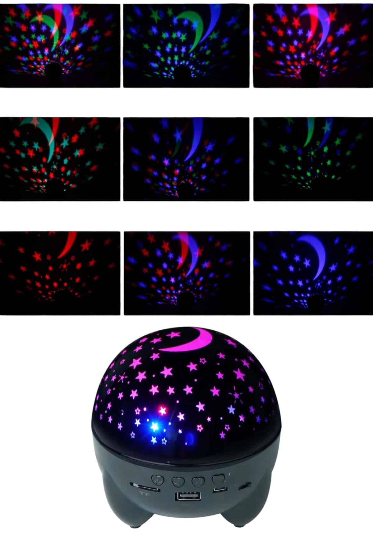 Gece Lambası Renkli Yıldızlı Gökyüzü Projeksiyon Gece Tavan Yansıtma - Lisinya