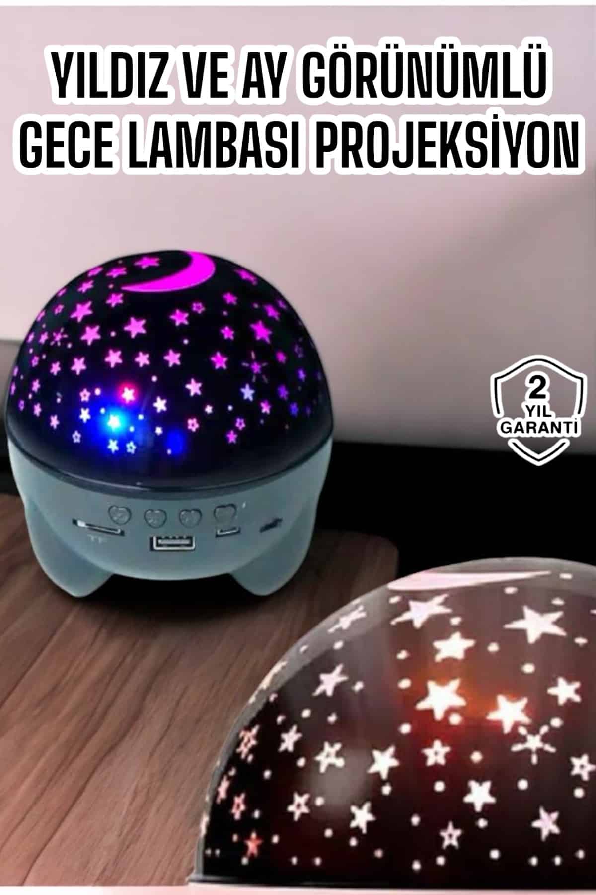 Gece Lambası Projeksiyon Görünümlü Şarjlı Yıldızlı Yuvarlak - Lisinya Gece Lambası Projeksiyon Görünümlü Şarjlı Yıldızlı Yuvarlak - Lisinya