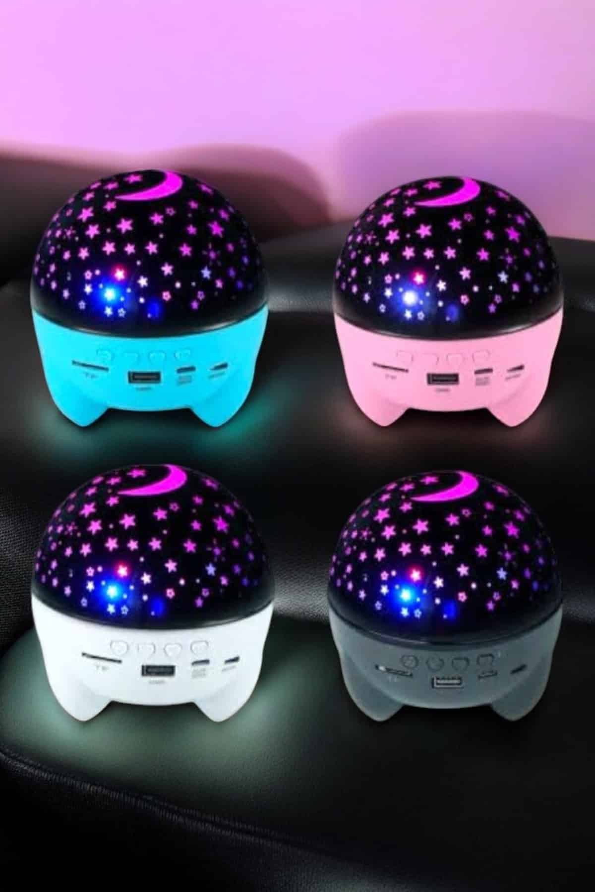 Gece Lambası Projeksiyon Görünümlü Şarjlı Yıldızlı Yuvarlak - Lisinya