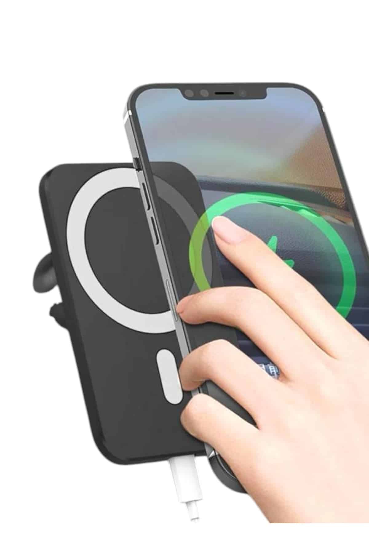 Kablosuz Şarj Aleti Magsafe Araç Içi Manyetik Şarj 15W İOS Uyumlu - Lisinya