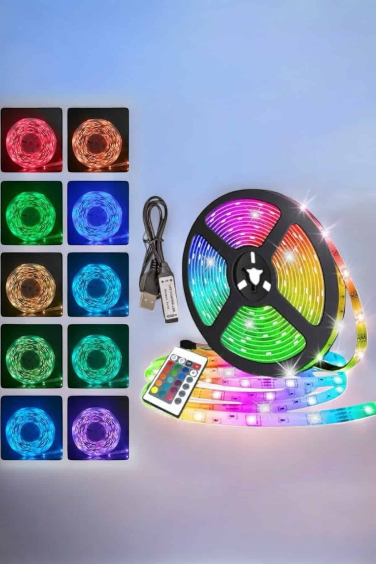 Yeni Nesil RGB Işıklı 10Metre Şerit Led Kumandalı Şarj Edilebilir - Lisinya Yeni Nesil RGB Işıklı 10Metre Şerit Led Kumandalı Şarj Edilebilir - Lisinya