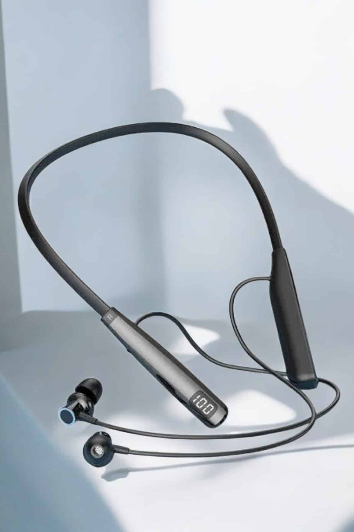 Dijital Göstergeli Kulak İçi Kablosuz Bluetooth Kulaklık Boyun Bantlı - Lisinya Dijital Göstergeli Kulak İçi Kablosuz Bluetooth Kulaklık Boyun Bantlı - Lisinya