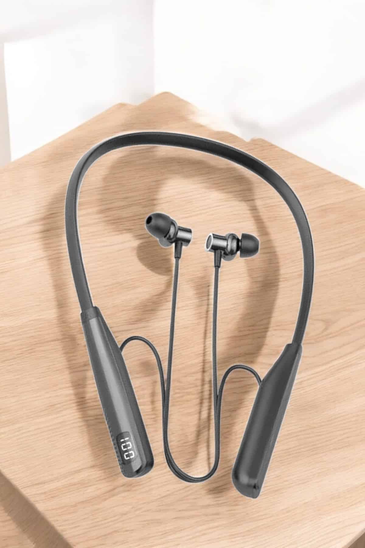 Boyun Askılı Bluetooth Kulaklık Uzun Şarj Süreli Dijital Göstergeli Kablolu - Lisinya Boyun Askılı Bluetooth Kulaklık Uzun Şarj Süreli Dijital Göstergeli Kablolu - Lisinya