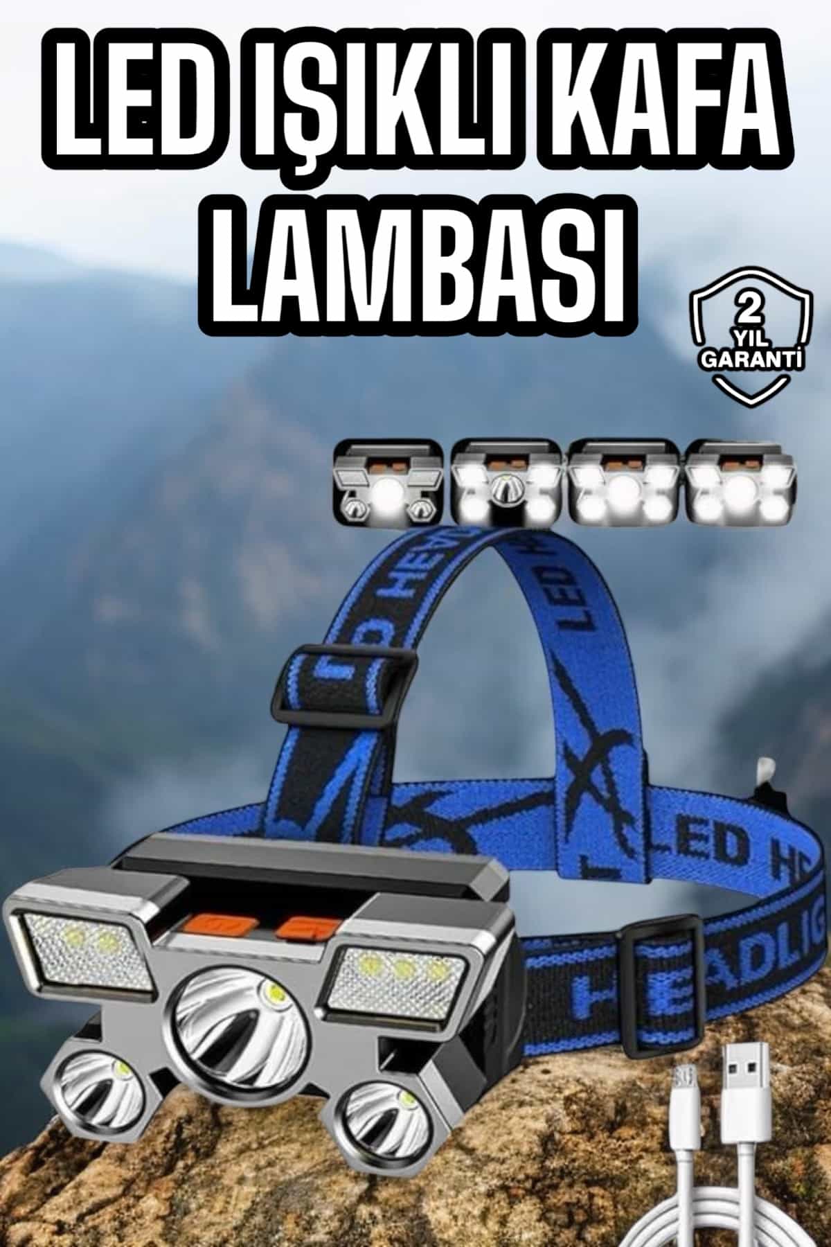 Balıkçı Kafa Lambası Led Işık 4 Farklı Mod Esnek ve Ayarlanabilir - Lisinya