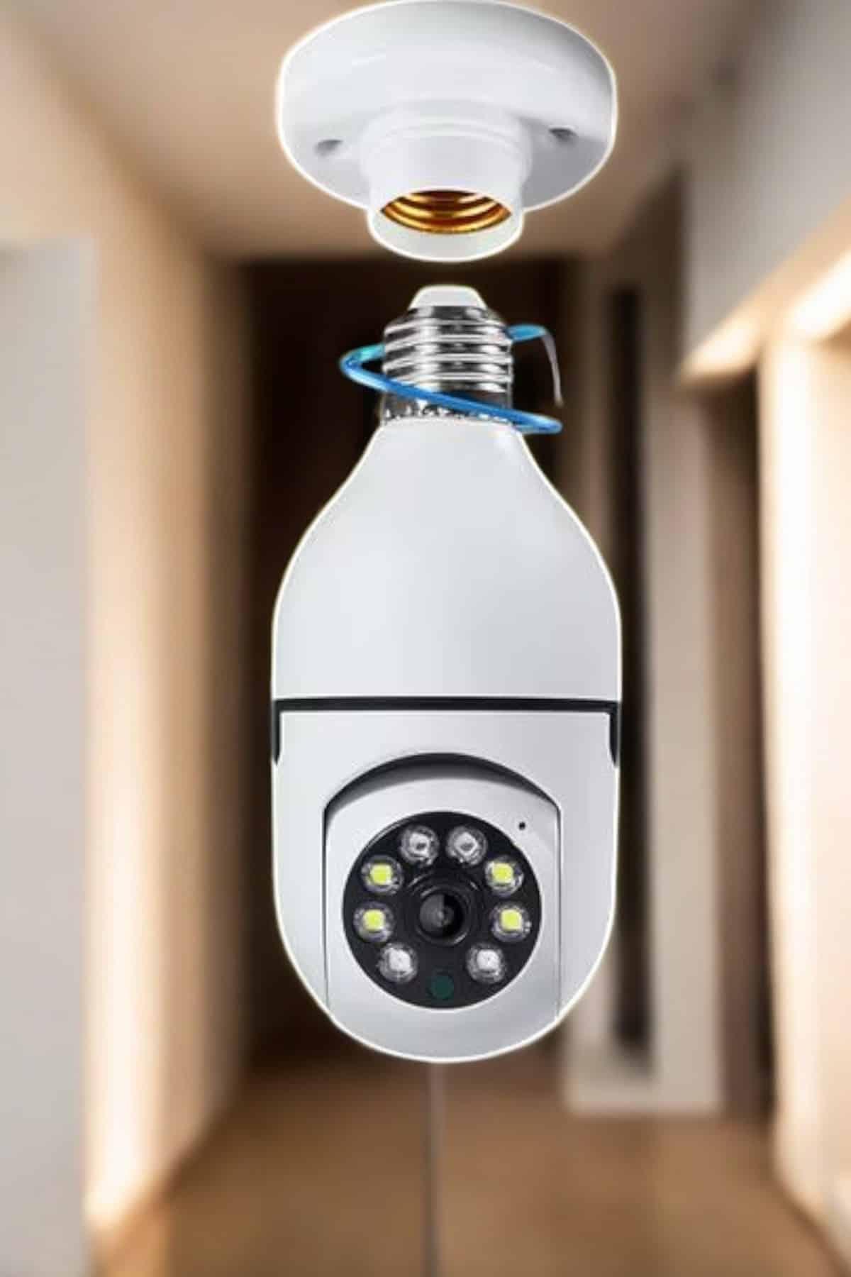 Wifi Kamera Duylu Ampul Görünümlü 360 Derece Dönebilen Ev Kamerası - Lisinya