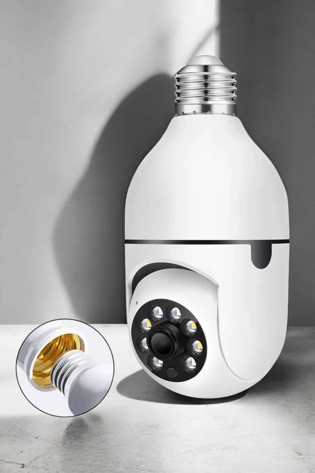 Wifi Kamera Duylu Ampul Görünümlü 360 Derece Dönebilen Ev Kamerası - Lisinya