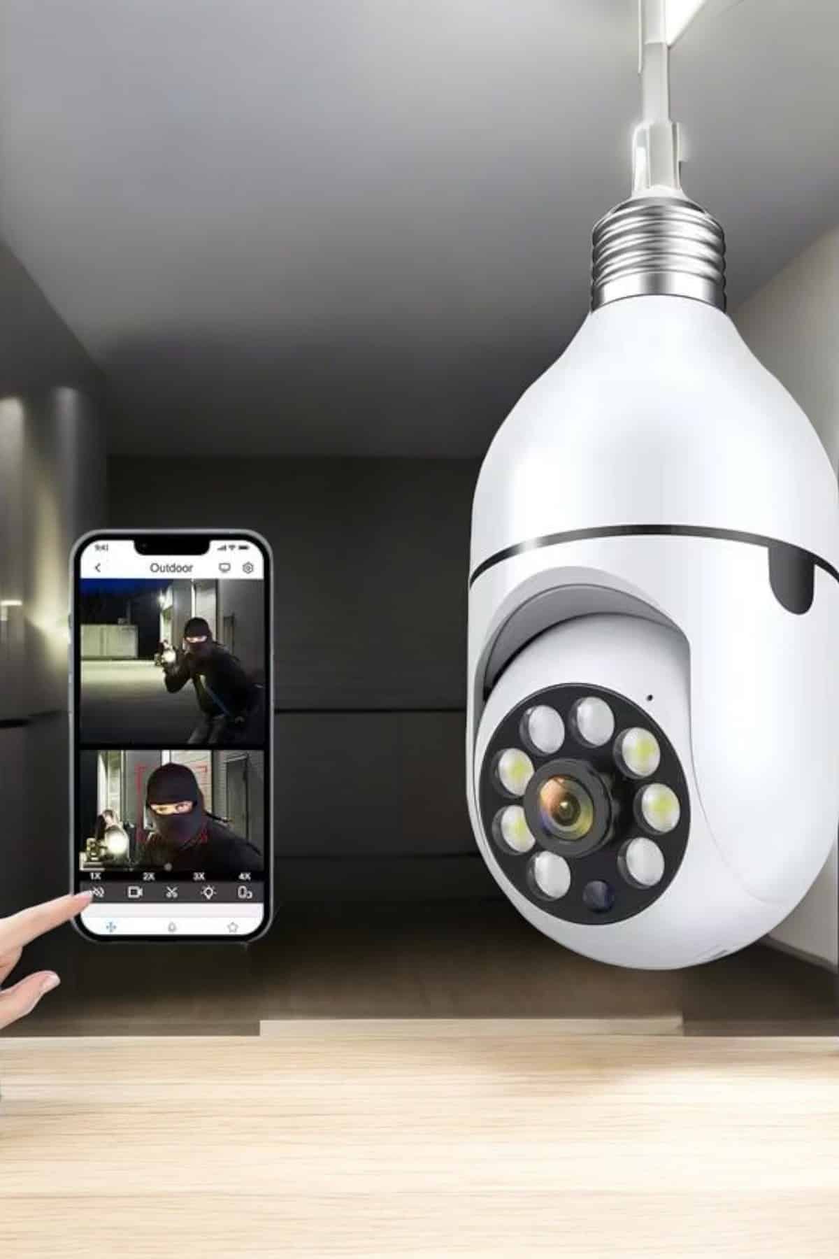 Wifi Kamera Duylu Ampul Görünümlü 360 Derece Dönebilen Ev Kamerası - Lisinya