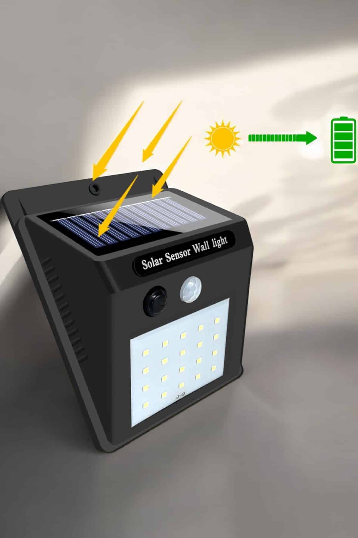 Güneş Enerjili Bahçe Lambası Solar Gece Aydınlatma Sensörlü Lamba - Lisinya