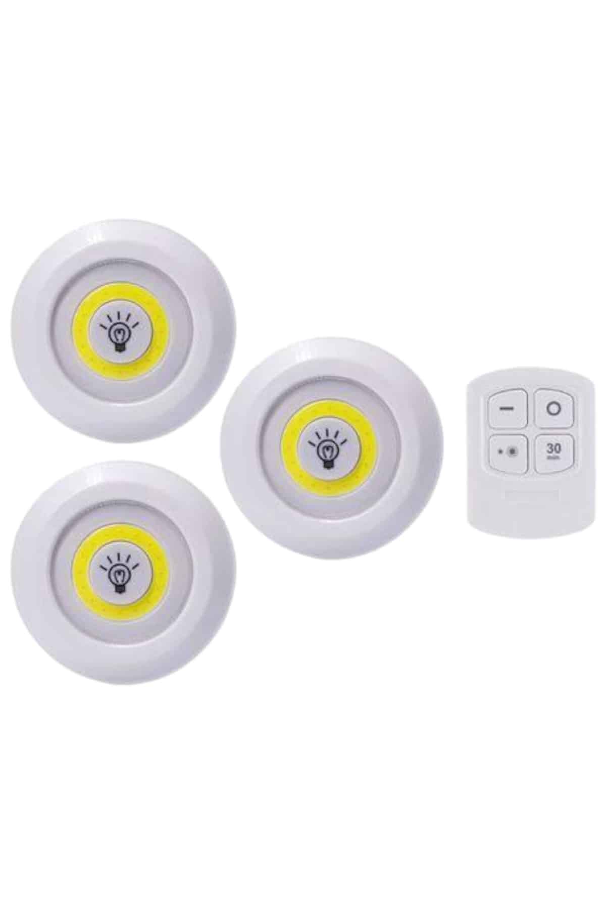 Led Lamba 3'lü Uzaktan Kumandalı Yapışkanlı - Lisinya