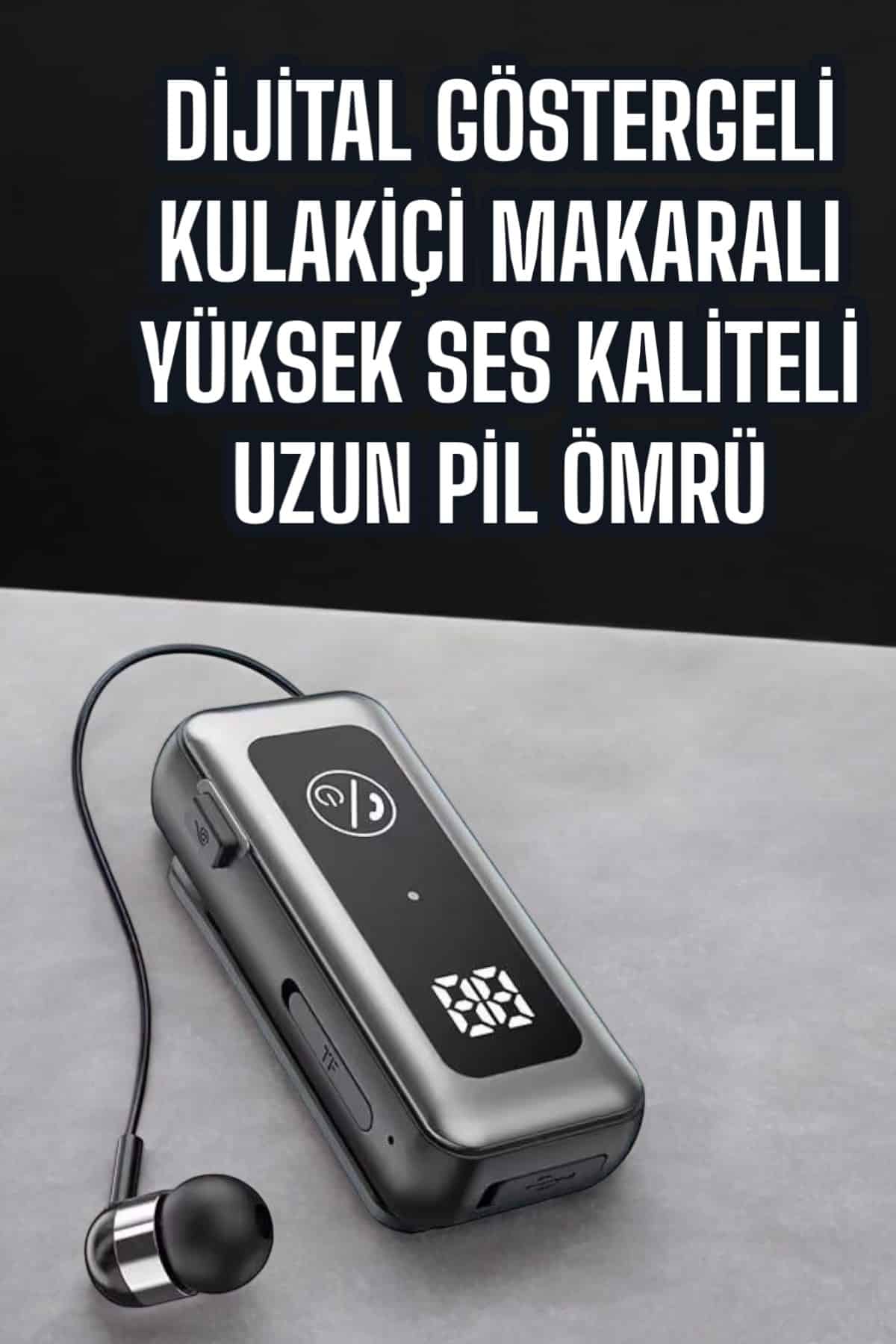 Kablolu Makaralı Bluetooth Kulaklık Uzun Pil Ömrü Dijital Göstergeli - Lisinya