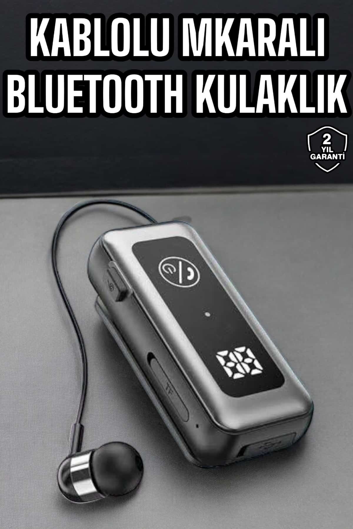 Kablolu Bluetooth Kulaklık Kulak İçi Stereo Mikrofonlu Dijital Göstergeli - Lisinya