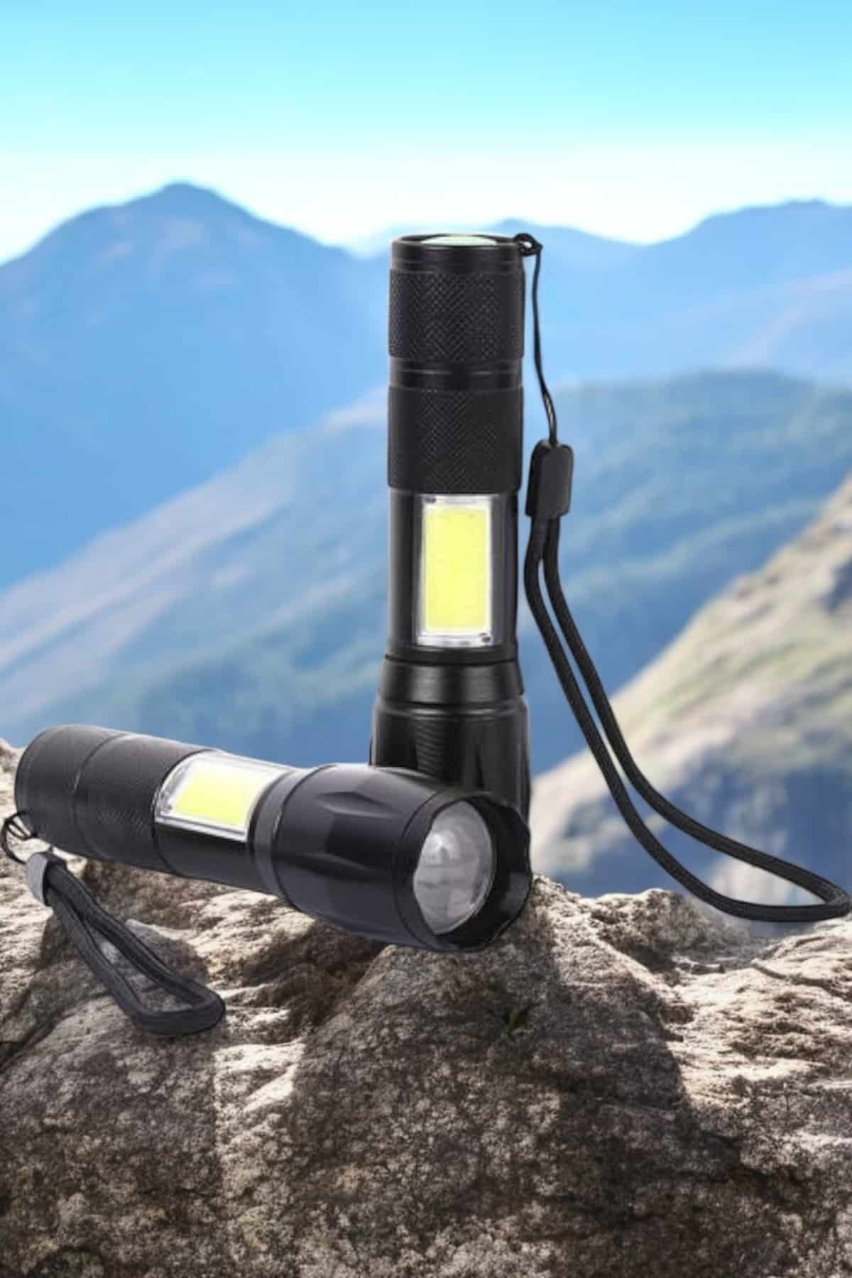 Şarjlı Metal Zoomlu El Feneri Işıldak Led Işık Taşınabilir El Lambası - Lisinya