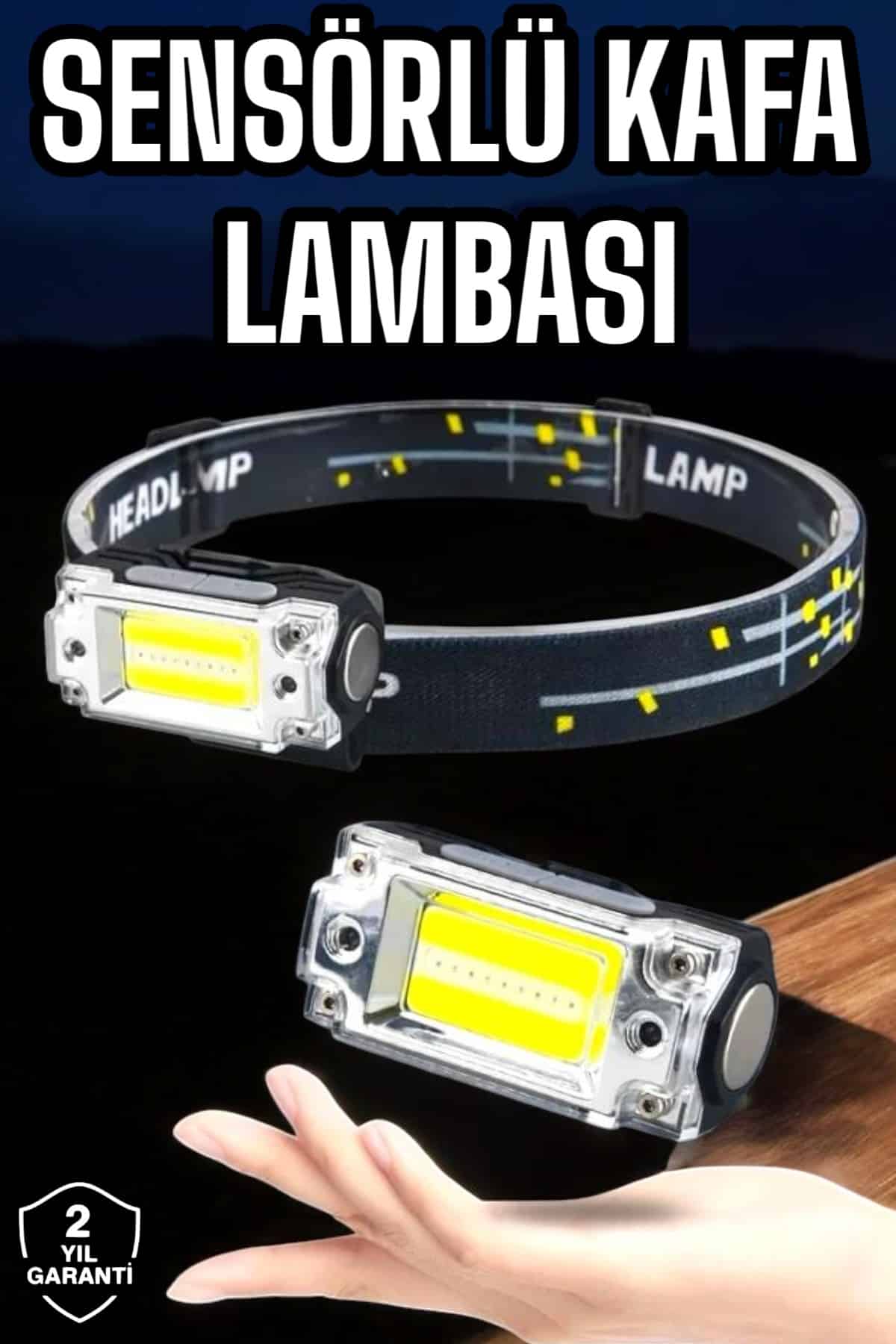 Kafa Lambası El Fenerli Kamp Lambası USB Şarjlı Esnek Lamba - Lisinya
