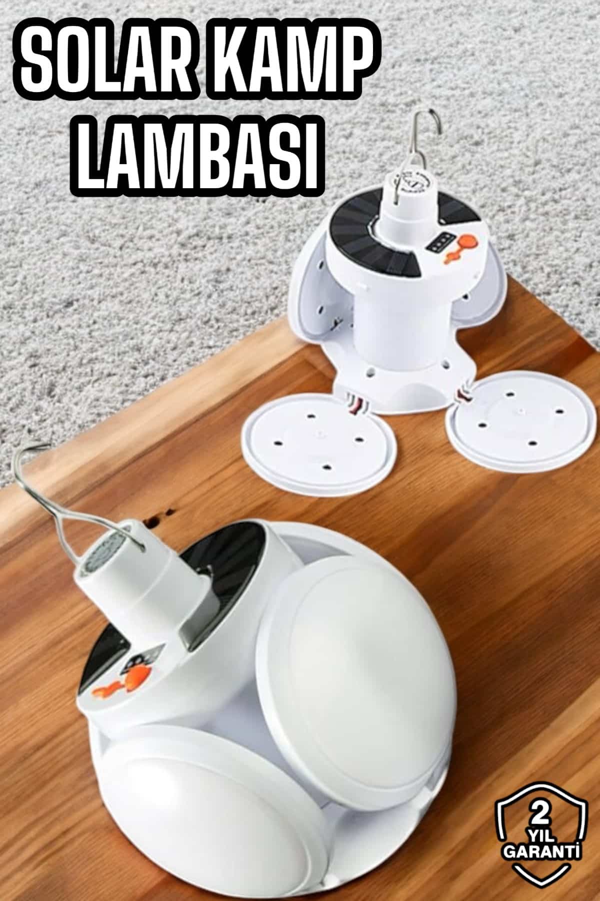 Kamp Lambası Işıldak Beyaz Işık Güneş Enerjili Solar Aydınlatma 5 Kanatlı Katlanabilir - Lisinya