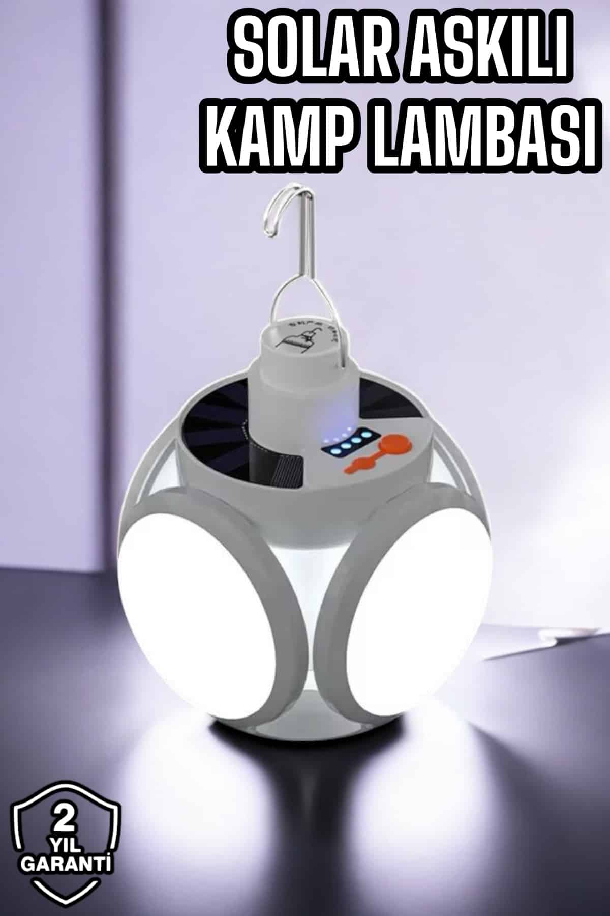 Güneş Enerjili Solar Aydınlatma Kamp Çadır Lambası Şarjlı Ampül Led Şarjlı El Feneri Işıldak - Lisinya