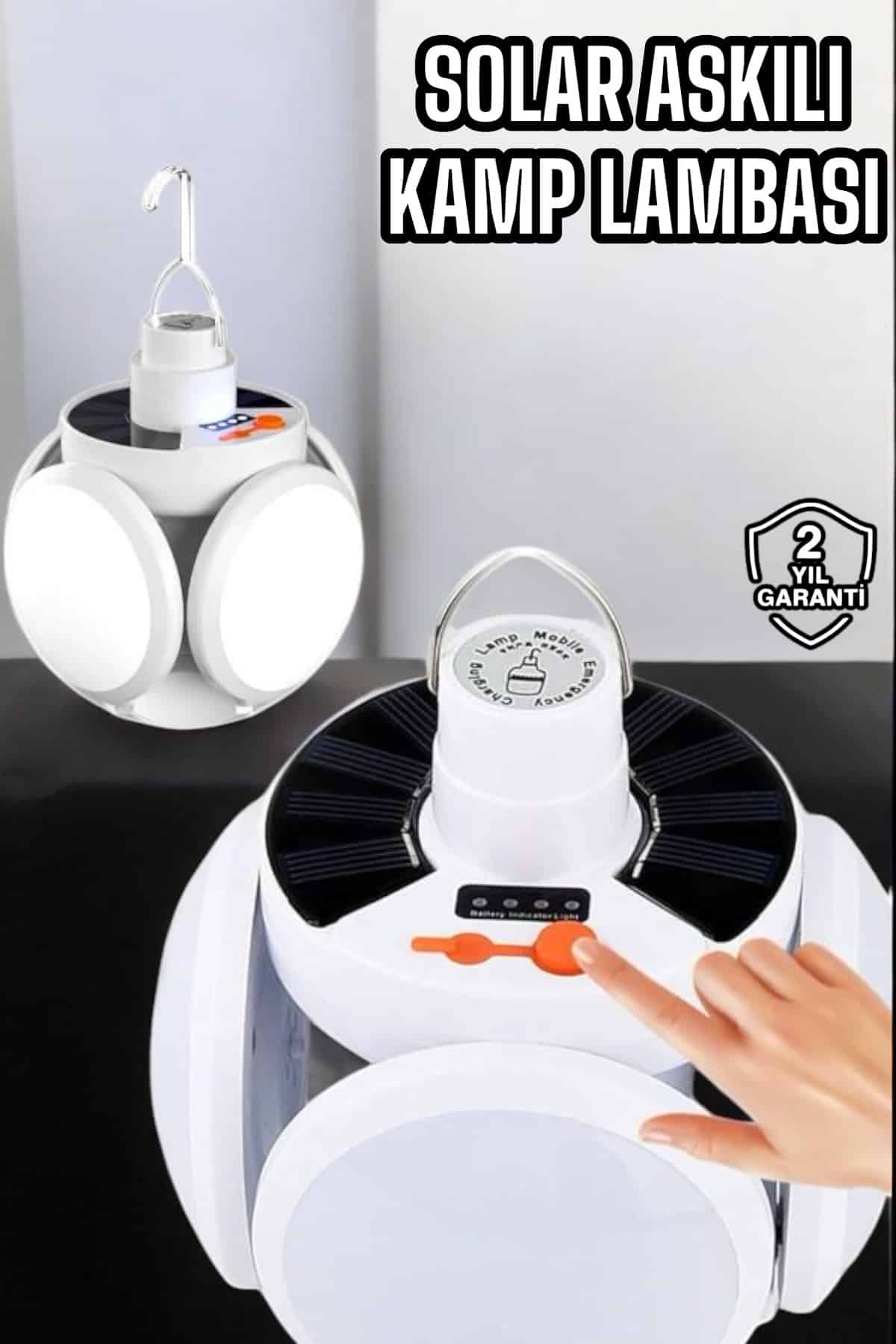 Katlanabilir Taşınabilir Kamp Lambası Işıldak Beyaz Işık Güneş Enerjili Solar Aydınlatma - Lisinya