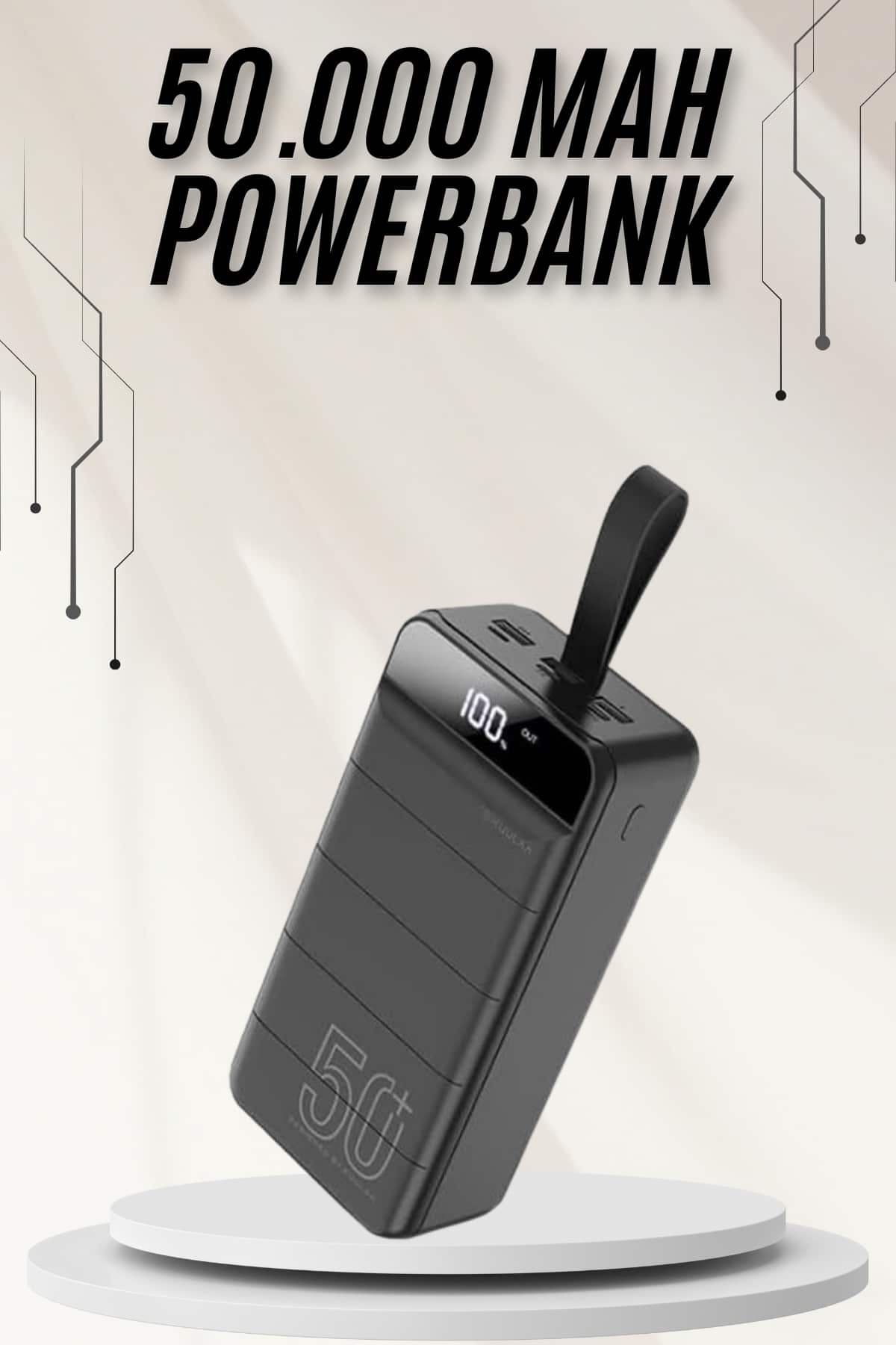 Powerbank Çoklu Şarj Girişi 50.000 Mah Taşınabilir Dijital Göstergeli - Lisinya