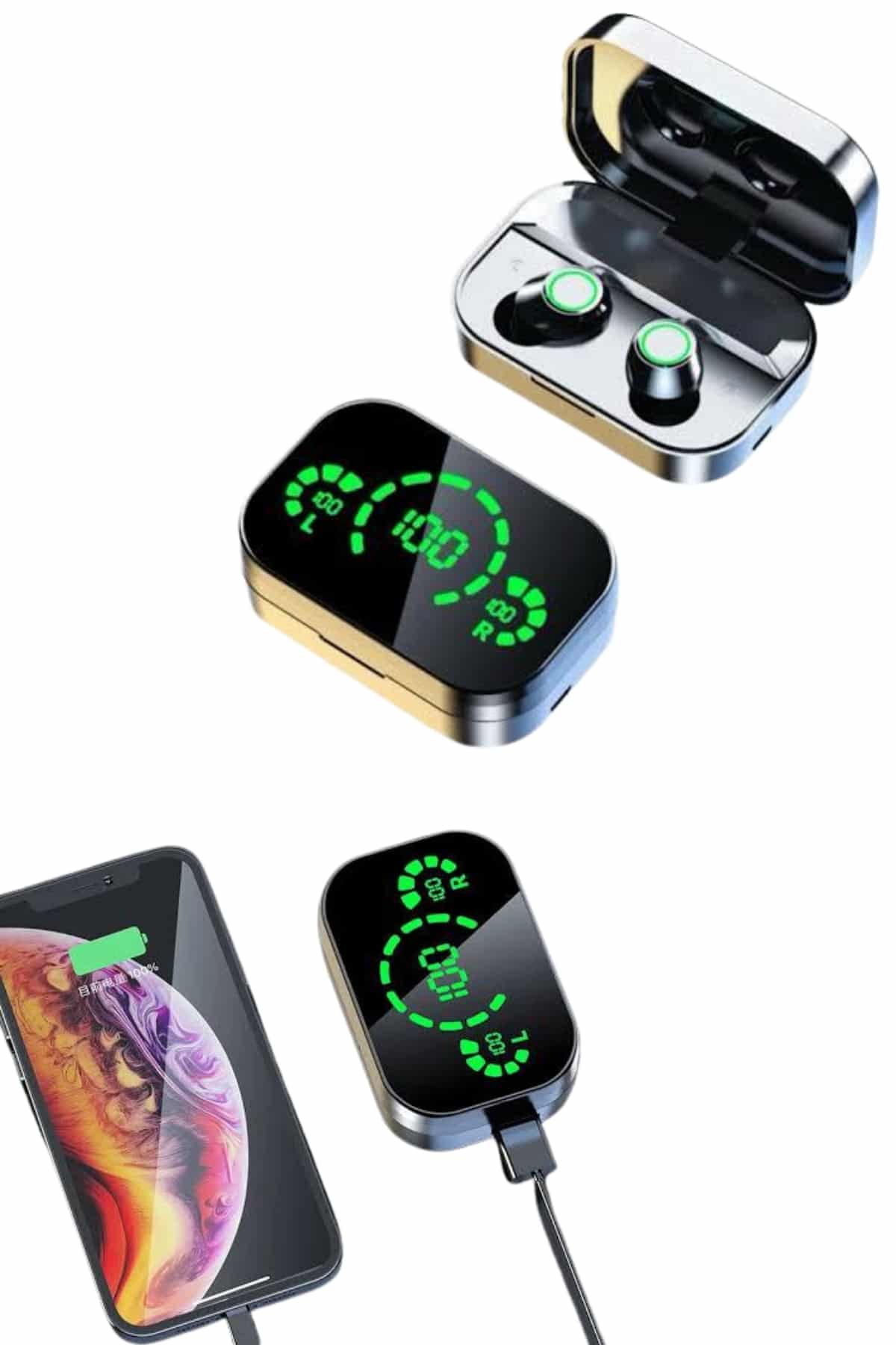 Kablosuz Bluetooth Kulaklık Çift Telefon Destekli Powerbankli Dijital Göstergeli - Lisinya