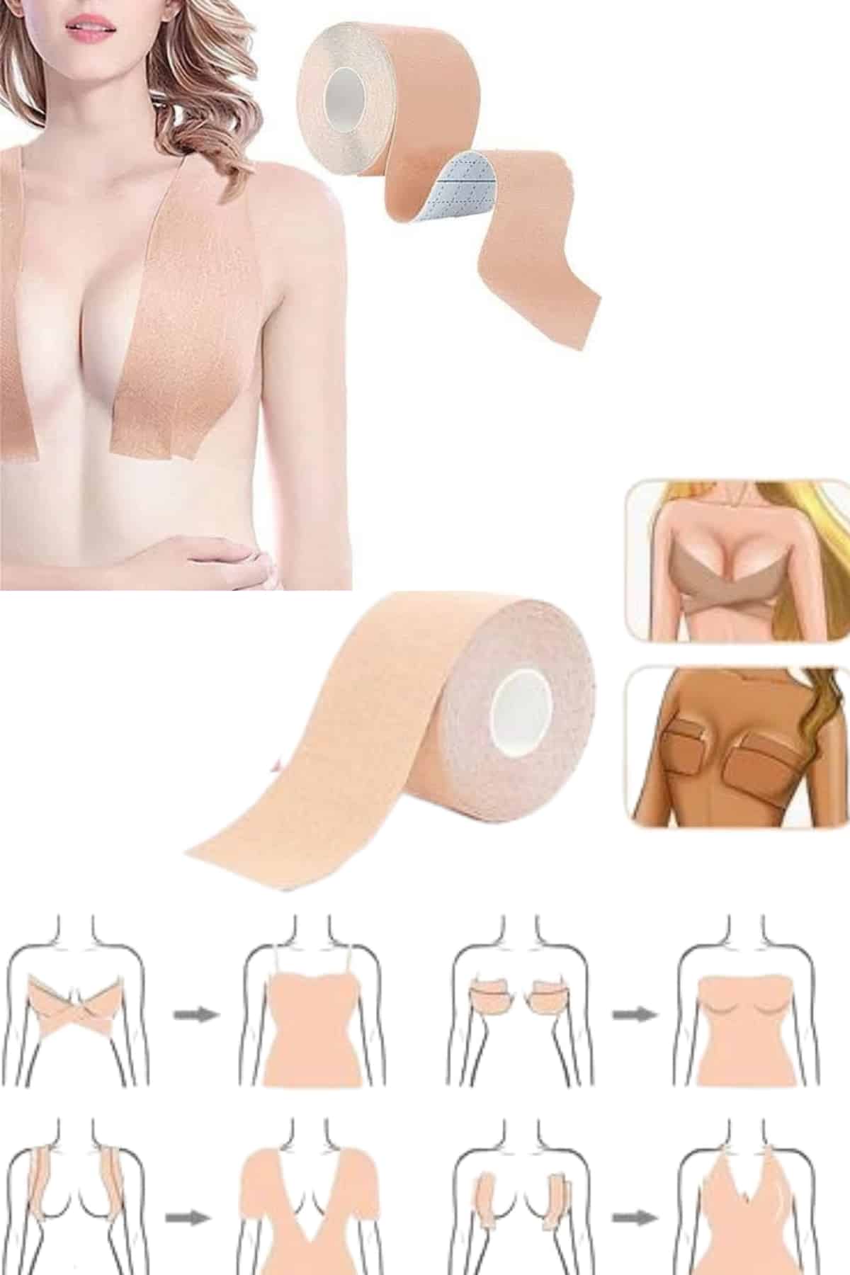 Göğüs Bandı Toparlayıcı ve Şekillendirici Tere ve Suya Dayanıklı Esnek Yapılı Hassas Ciltlere Uygun - Lisinya