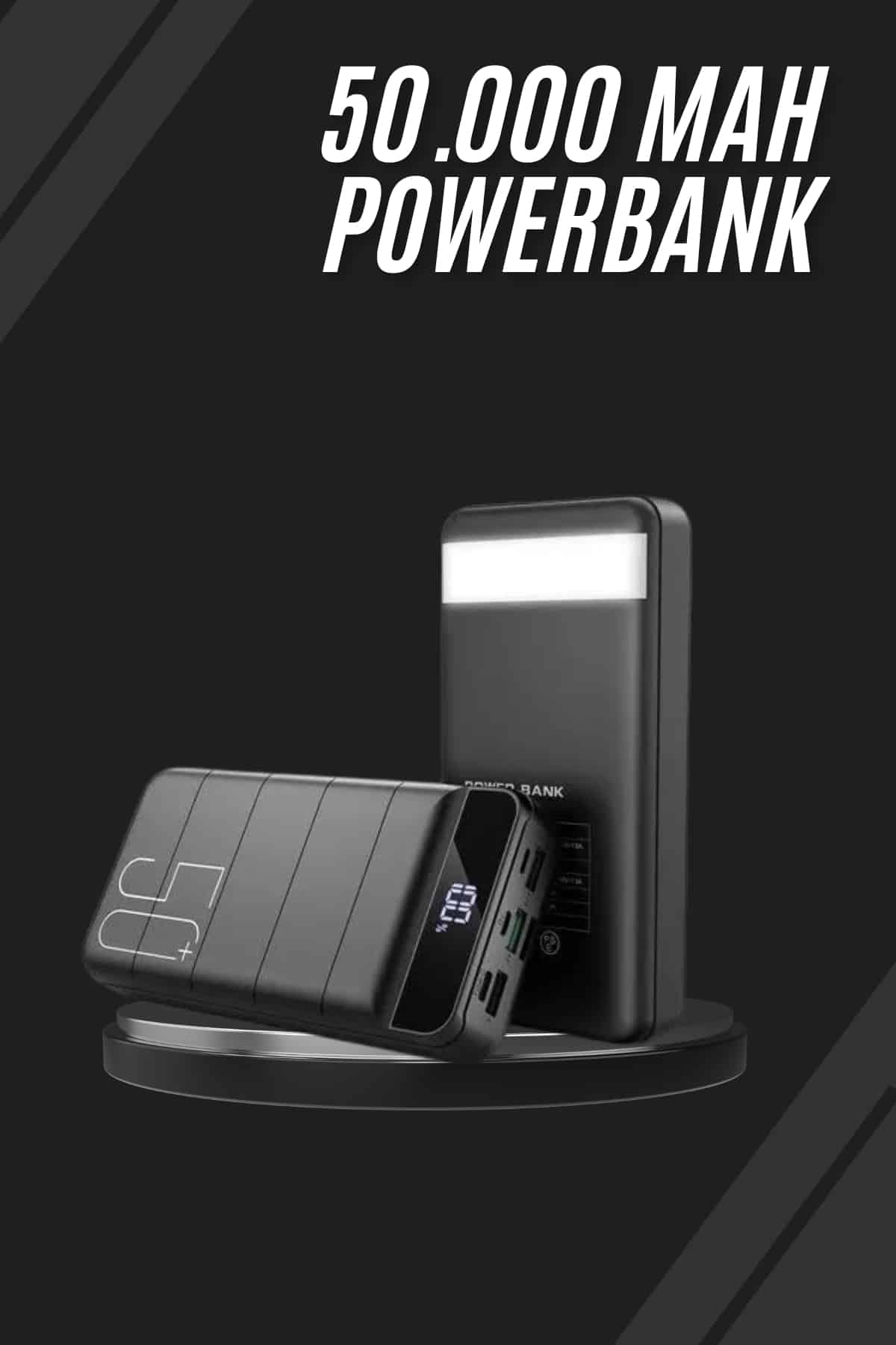 Taşınabilir Powerbank 50.000 mAh 4 Girişli Hızlı Şarj Led Göstergeli Fenerli Şarj - Lisinya