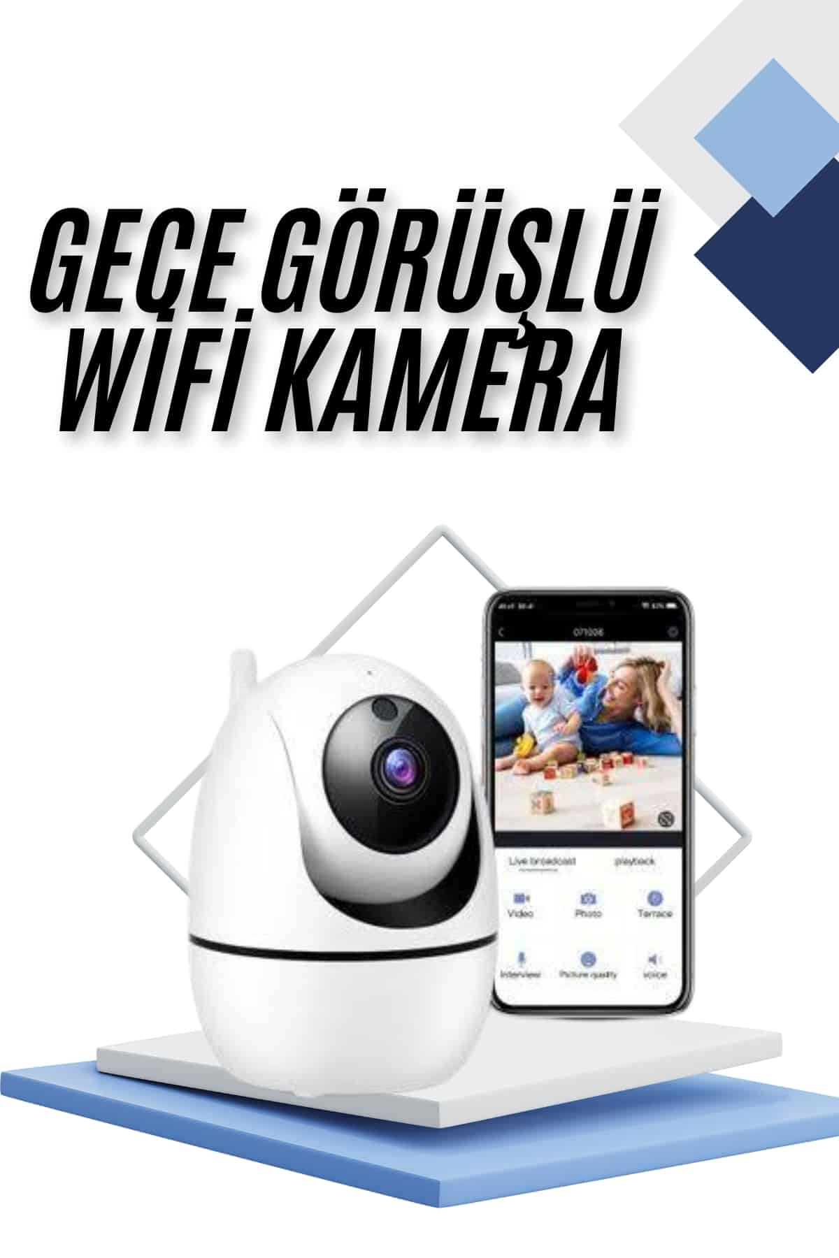 Kablosuz Wifi Destekli Akıllı Güvenlik Kamerası Hareket Sensörlü - Lisinya