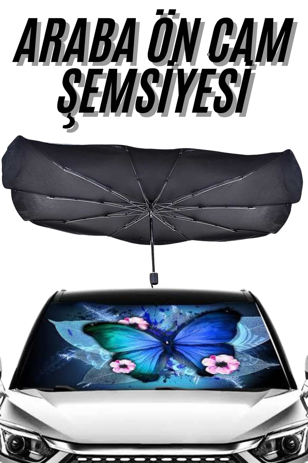 Güneş Önleyici Katlanabilir Oto Araba Güneşlik Şemsiye Tip Ön Cam - Lisinya