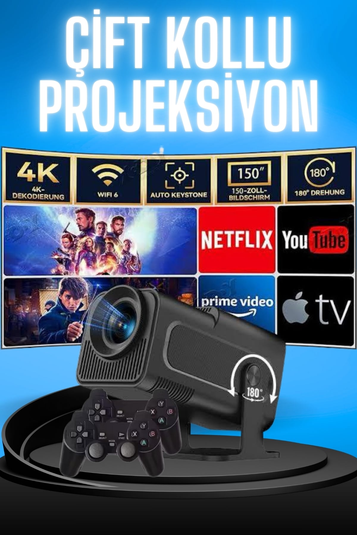 Projektör Siyah Android Taşınabilir Sinema Projeksiyon Wifi Destekli En Güncel Sürüm Akıllı - Lisinya Projektör Siyah Android Taşınabilir Sinema Projeksiyon Wifi Destekli En Güncel Sürüm Akıllı - Lisinya