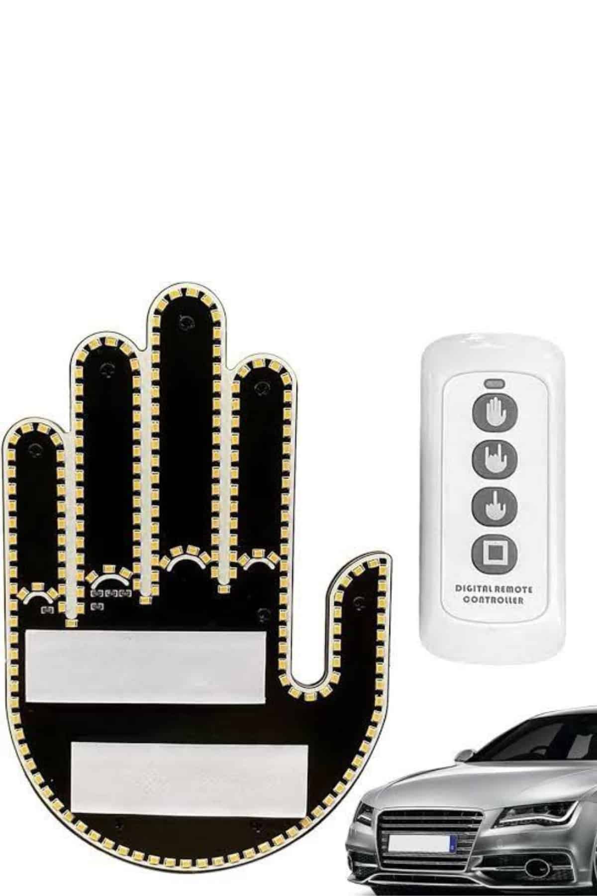 El Orta Parmak Led Kumandalı Araç İçi Reflektör Arka Cam El Simgesi - Lisinya El Orta Parmak Led Kumandalı Araç İçi Reflektör Arka Cam El Simgesi - Lisinya