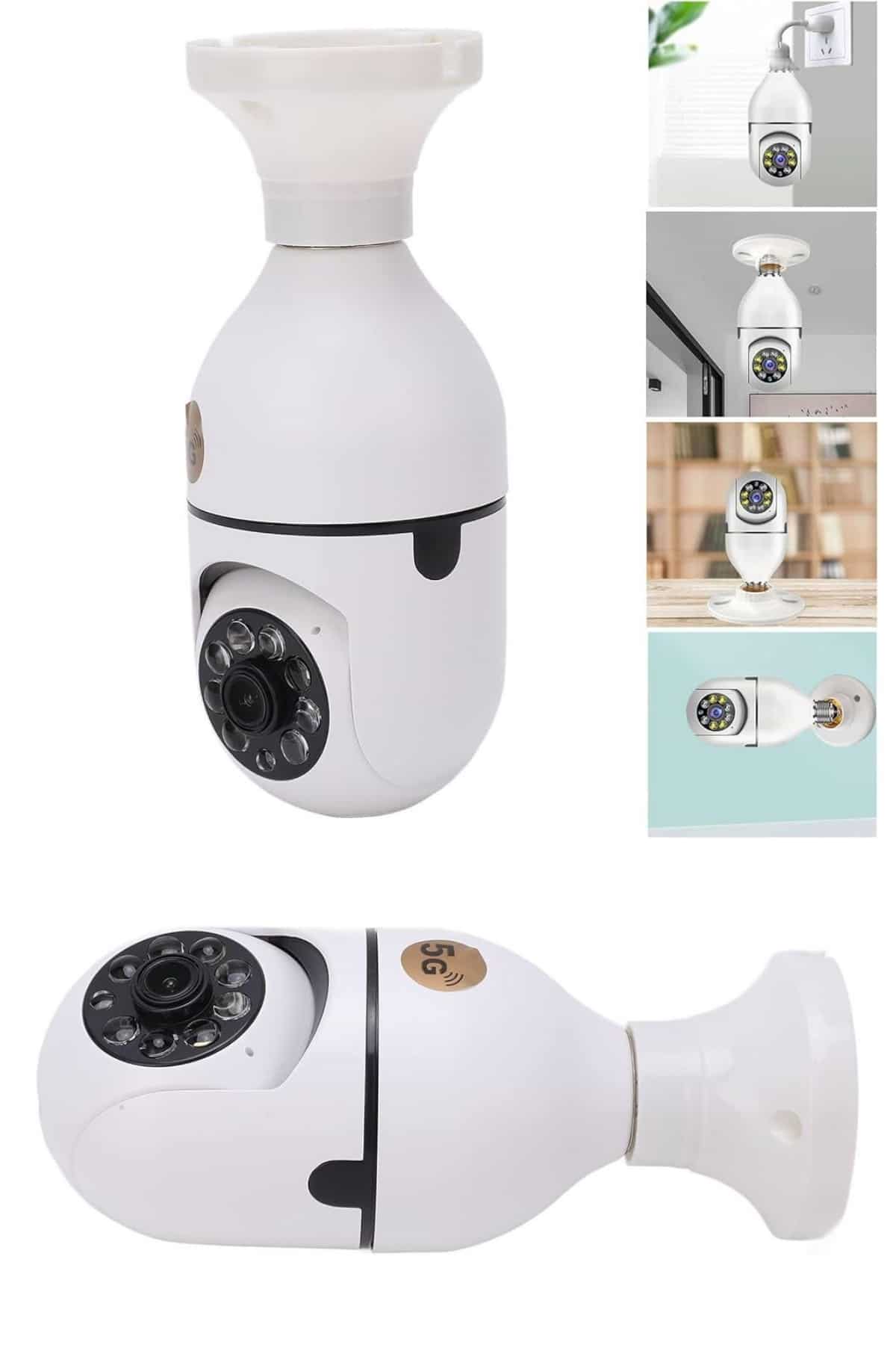 Gece Görüşlü Akıllı Dönebilen Ev Kamerası Ampül Kamera - Lisinya