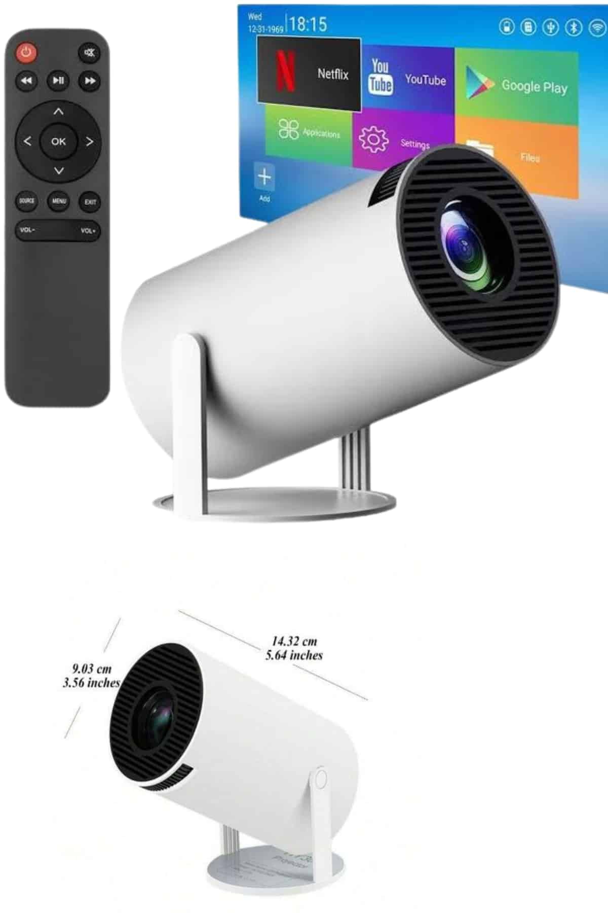 Sinema Projektörü Android HDMI USB WİFİ Ses Çıkışlı Ayaklı Projeksiyon Taşınabilir - Lisinya