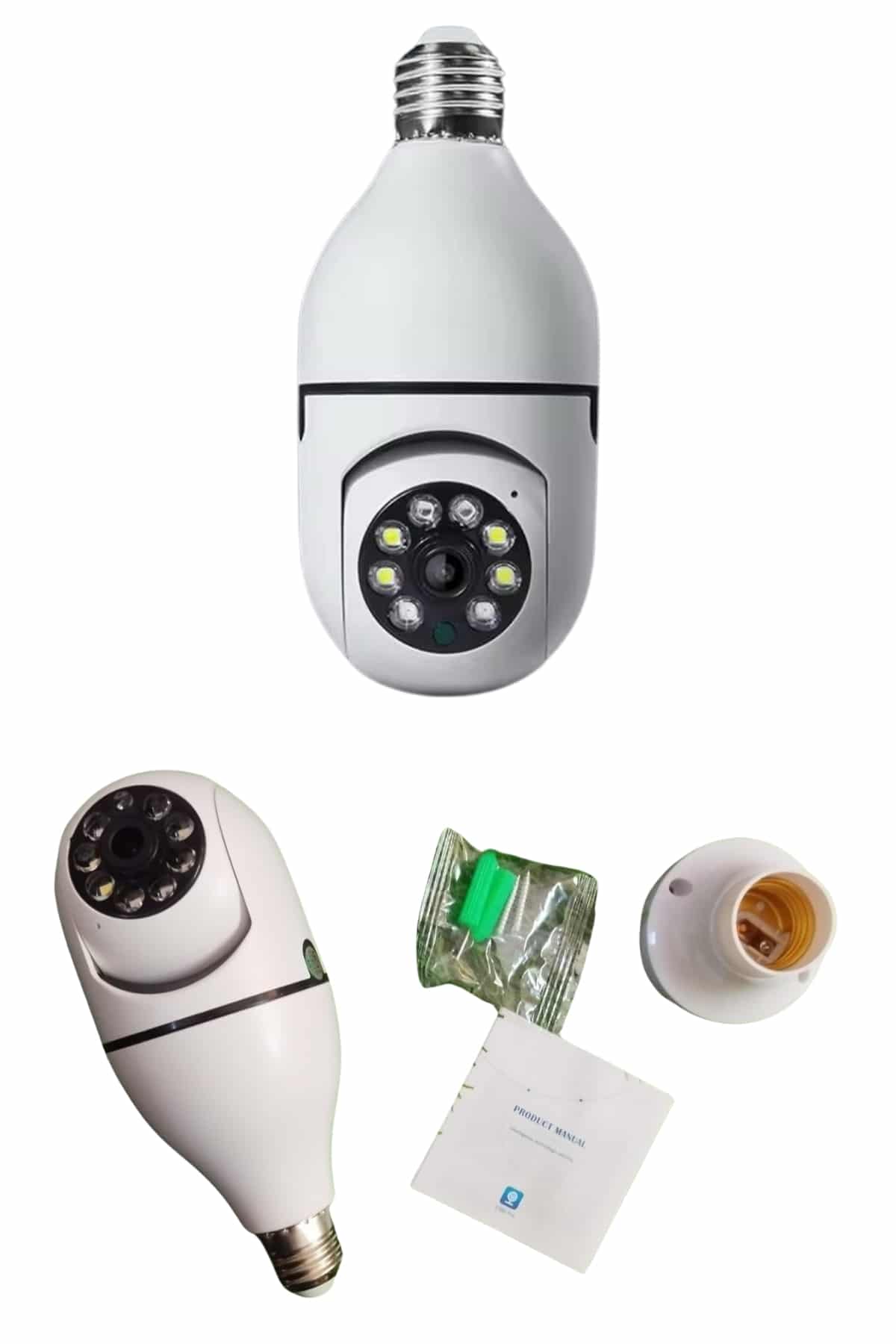 Gece Görüşlü Akıllı Dönebilen Ev Kamerası Ampül Kamera - Lisinya