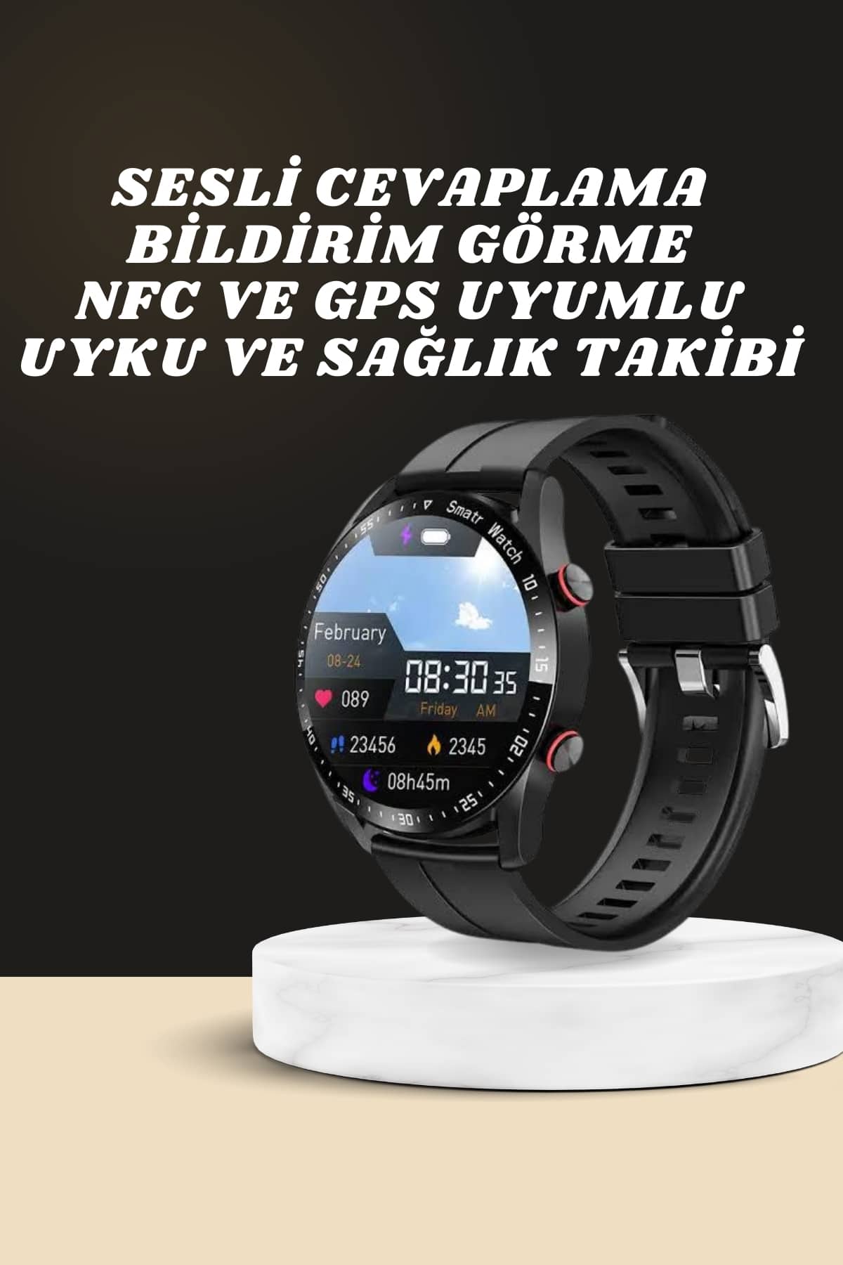 Yeni Model Akıllı Saat GPS Uyumlu Uyku ve Sağlık Takibi Sesli Görüşme - Lisinya