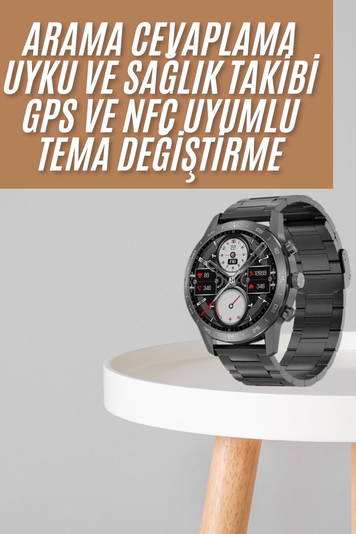 Akıllı Saat Çelik Kordon Çağrı Cevaplama Amoled Ekran Titreşimli Uyku ve Sağlık Takibi - Lisinya