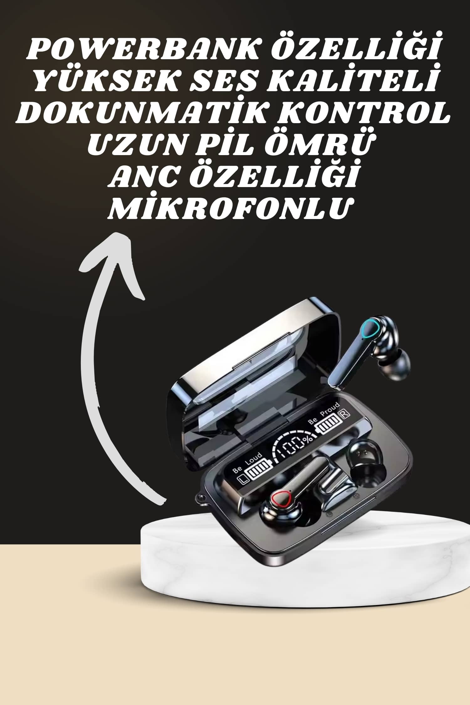 Dijital Göstergeli Powerbank Kulaklık ve 7 Kordonlu Yeni Nesil Akıllı Saat Amoled Ekran - Lisinya