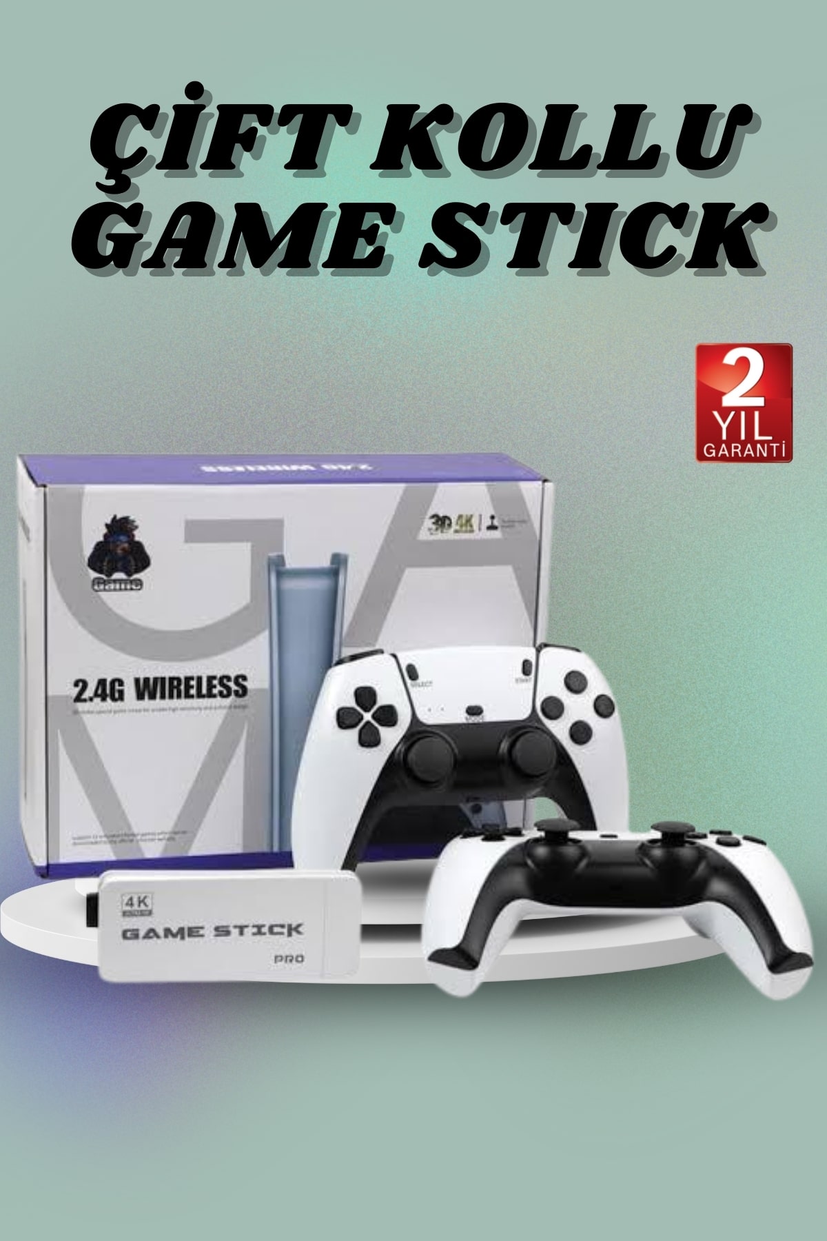 Çift Oyun Kollu 4K HD Ekran Nostaljik 20.000 Oyunlu Beyaz Game Stick - Lisinya