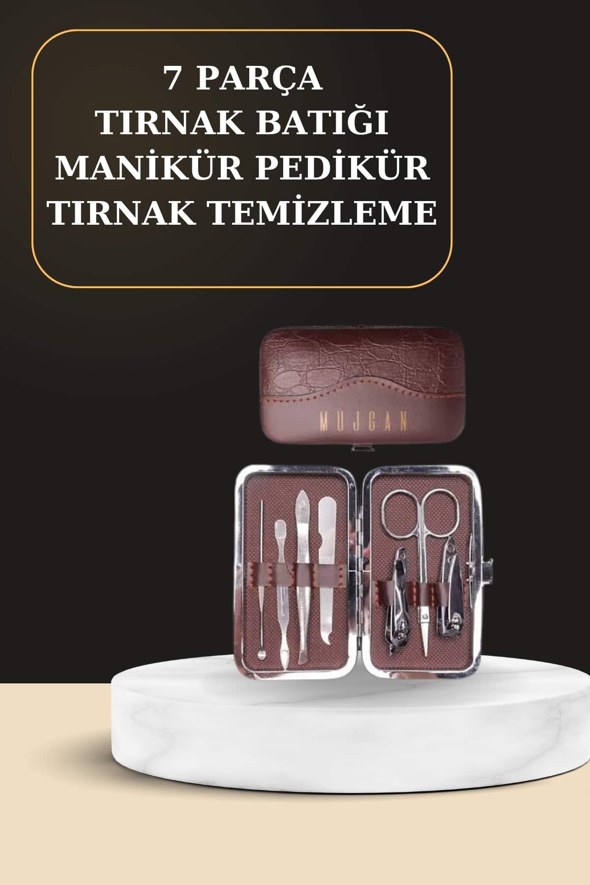 7 Parça Manikür Pedikür Seti El Ayak Bakımı Çantalı Paslanmaz Çelik - Lisinya