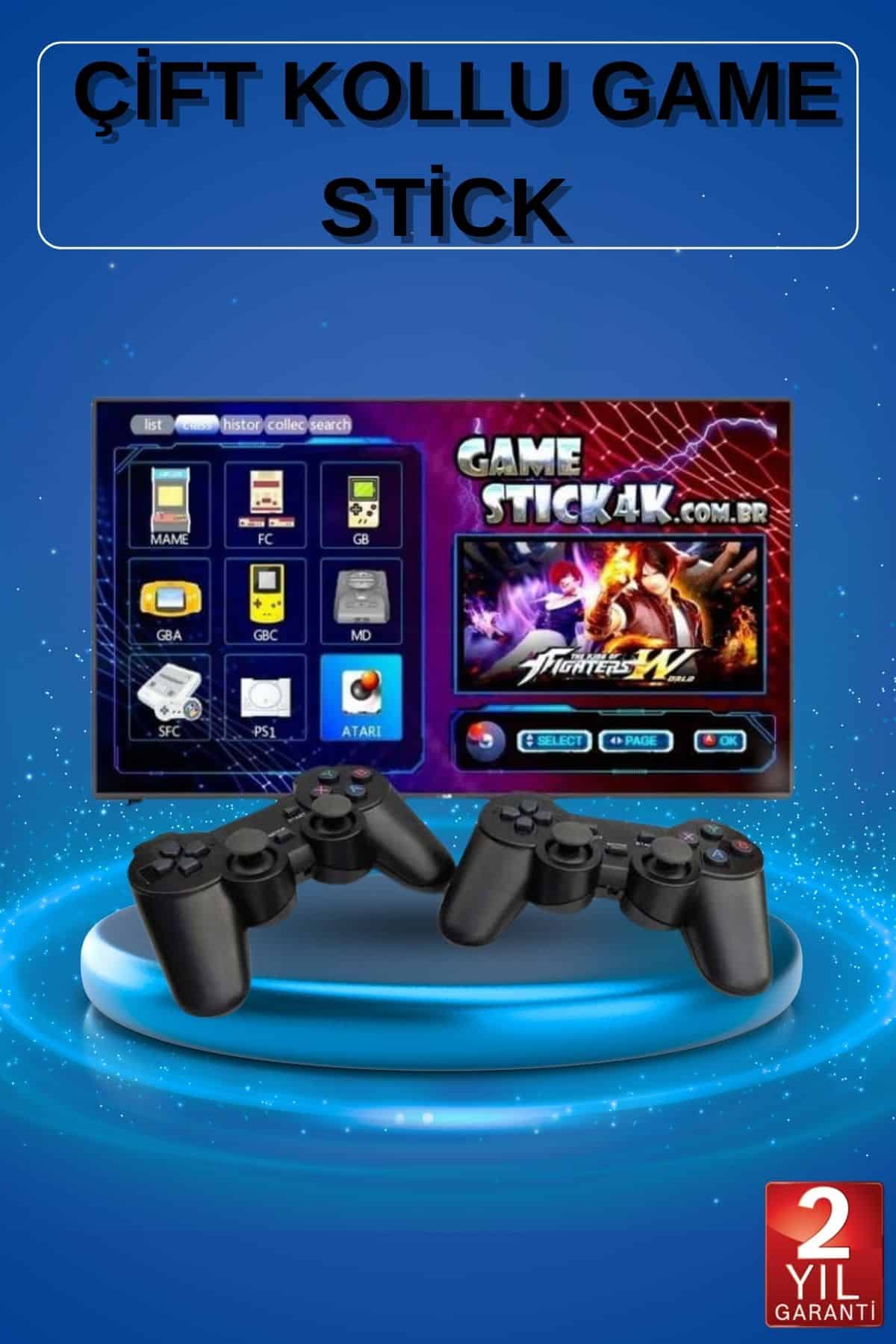 2 Kollu Kablosuz 2.4G Retro Oyunlar 4k Game Stick 3500 Oyun Atari - Lisinya