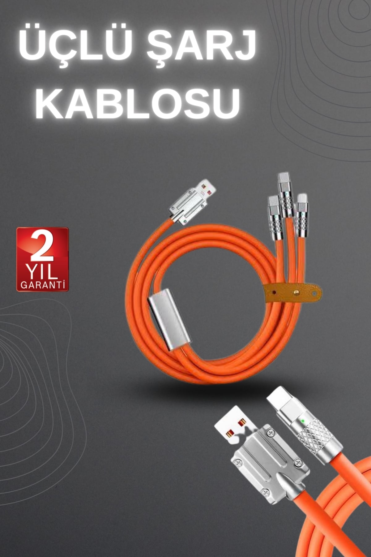 120W Hızlı Şarj Kablosu Turuncu Yüksek Güç Kapasitesi Çoklu Şarj Girişi - Lisinya 120W Hızlı Şarj Kablosu Turuncu Yüksek Güç Kapasitesi Çoklu Şarj Girişi - Lisinya